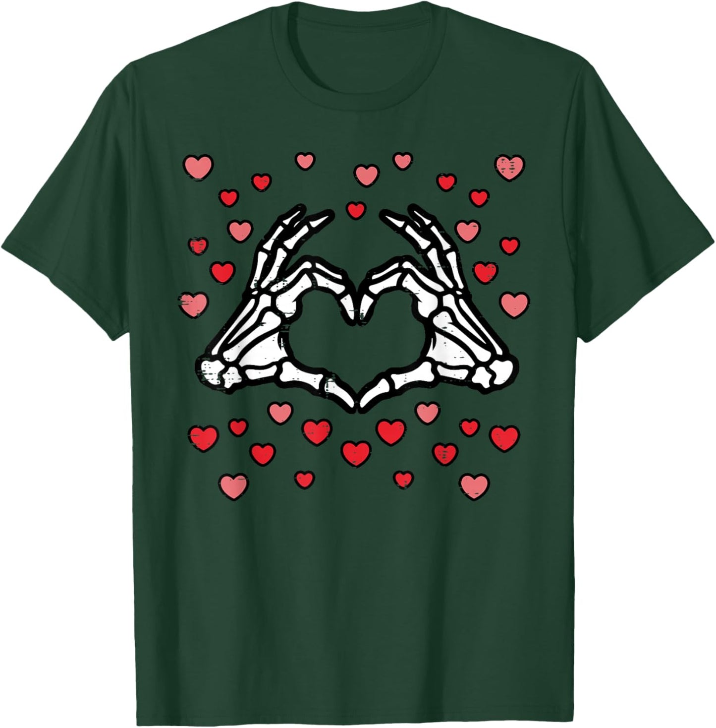 Valentines Day Skeleton Hand Heart Funny Men Women Kids T-Shirt - T-Shirt | Forest