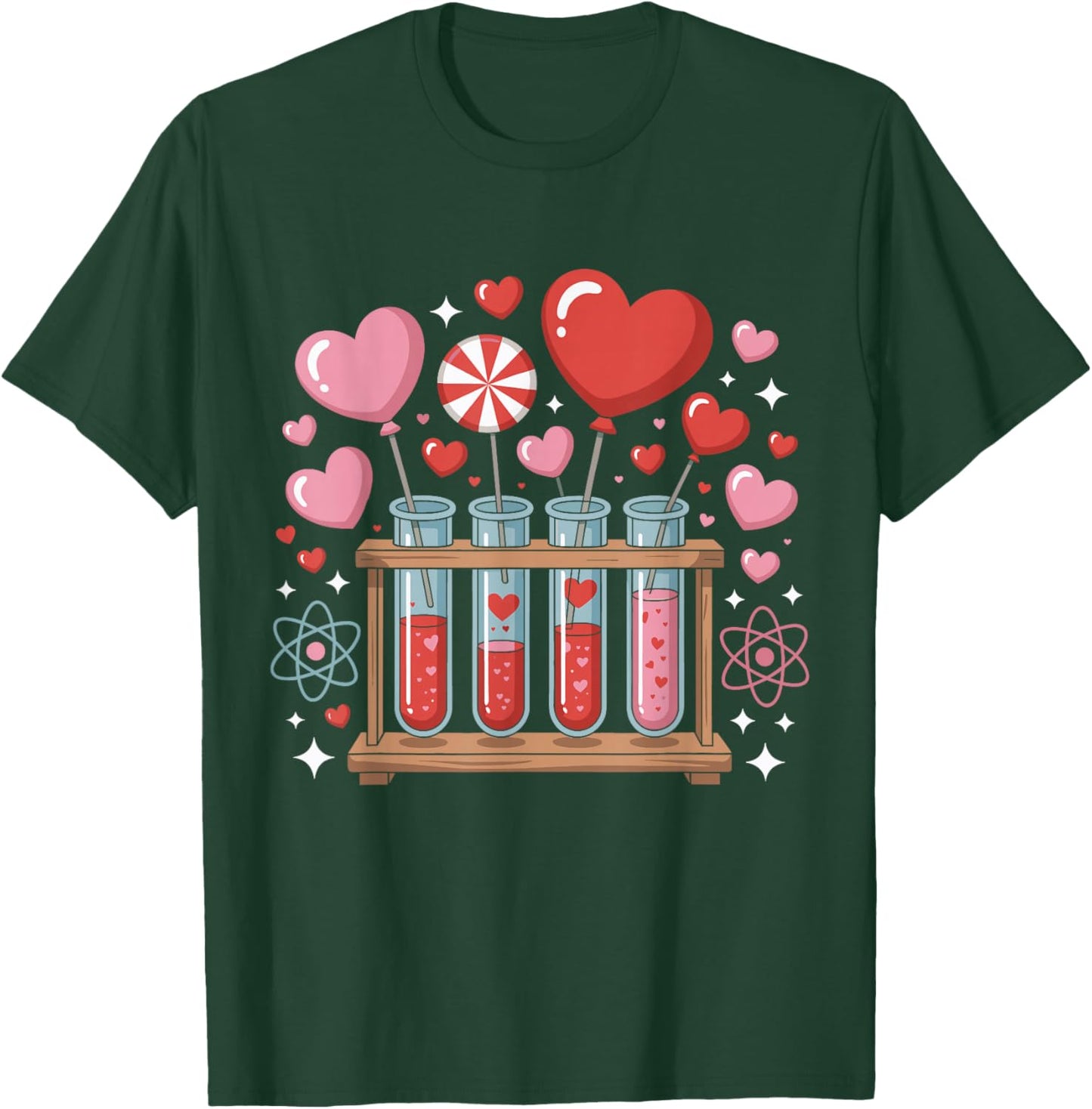 Chemistry Valentine's Day Science Lab Beaker Test Tube Heart T-Shirt - T-Shirt | Forest
