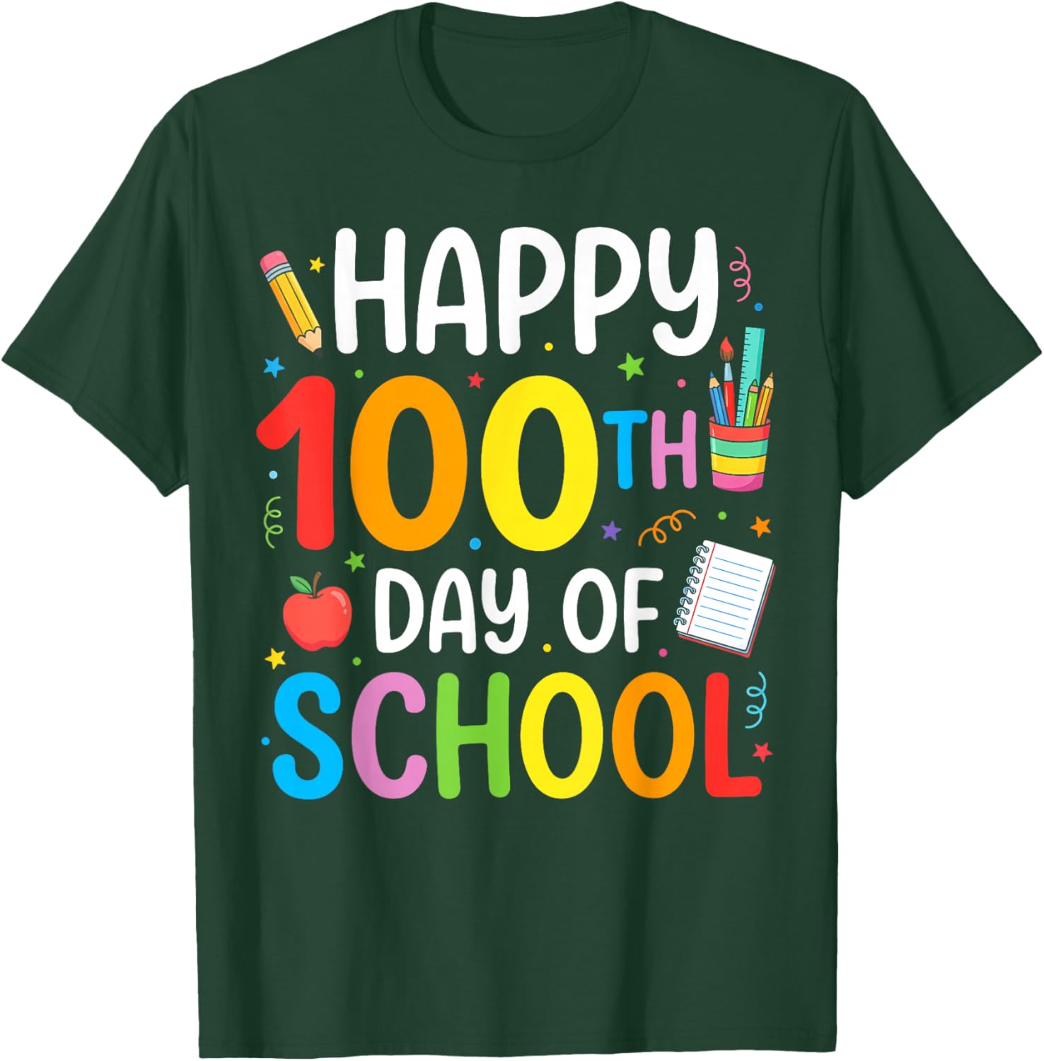 100 Days of School Teacher and Student T-Shirt - T-Shirt | Forest