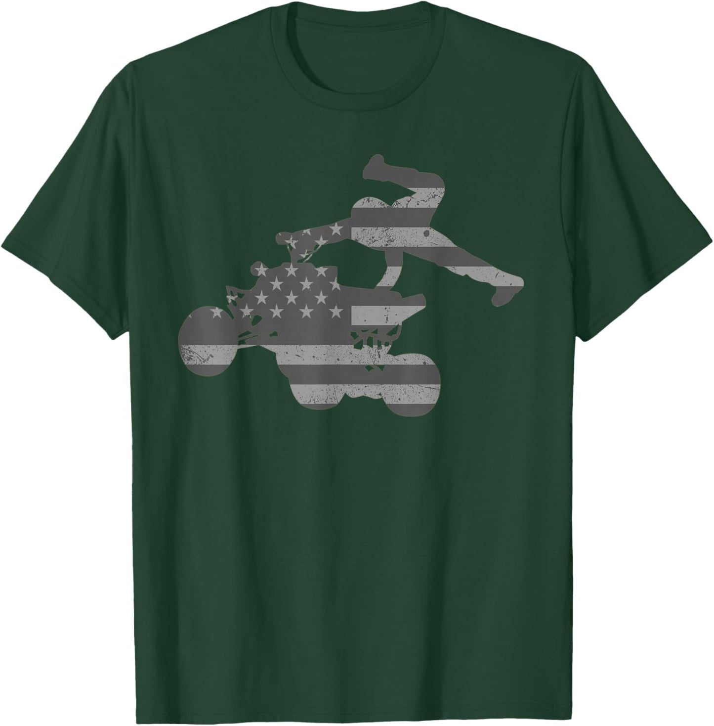 Vintage American Flag ATV T-Shirt - T-Shirt | Forest