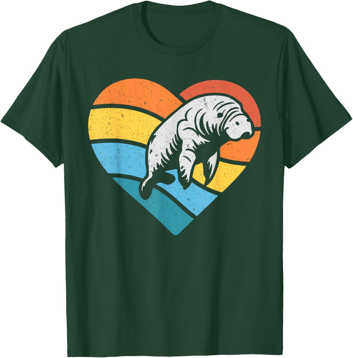 Sea Manatee Valentines Vintage Heart T-Shirt - T-Shirt | Forest