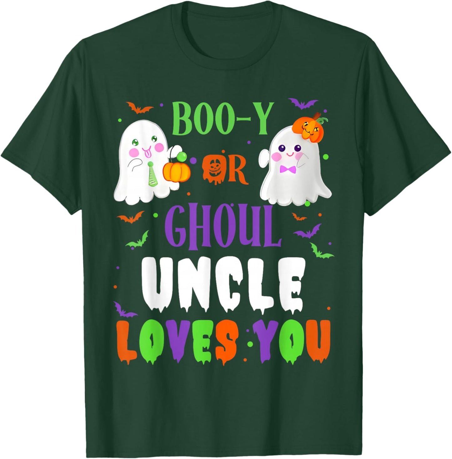 Boo-y Or Ghoul Uncle Loves You Boo Halloween Baby Gender T-Shirt - T-Shirt | Forest