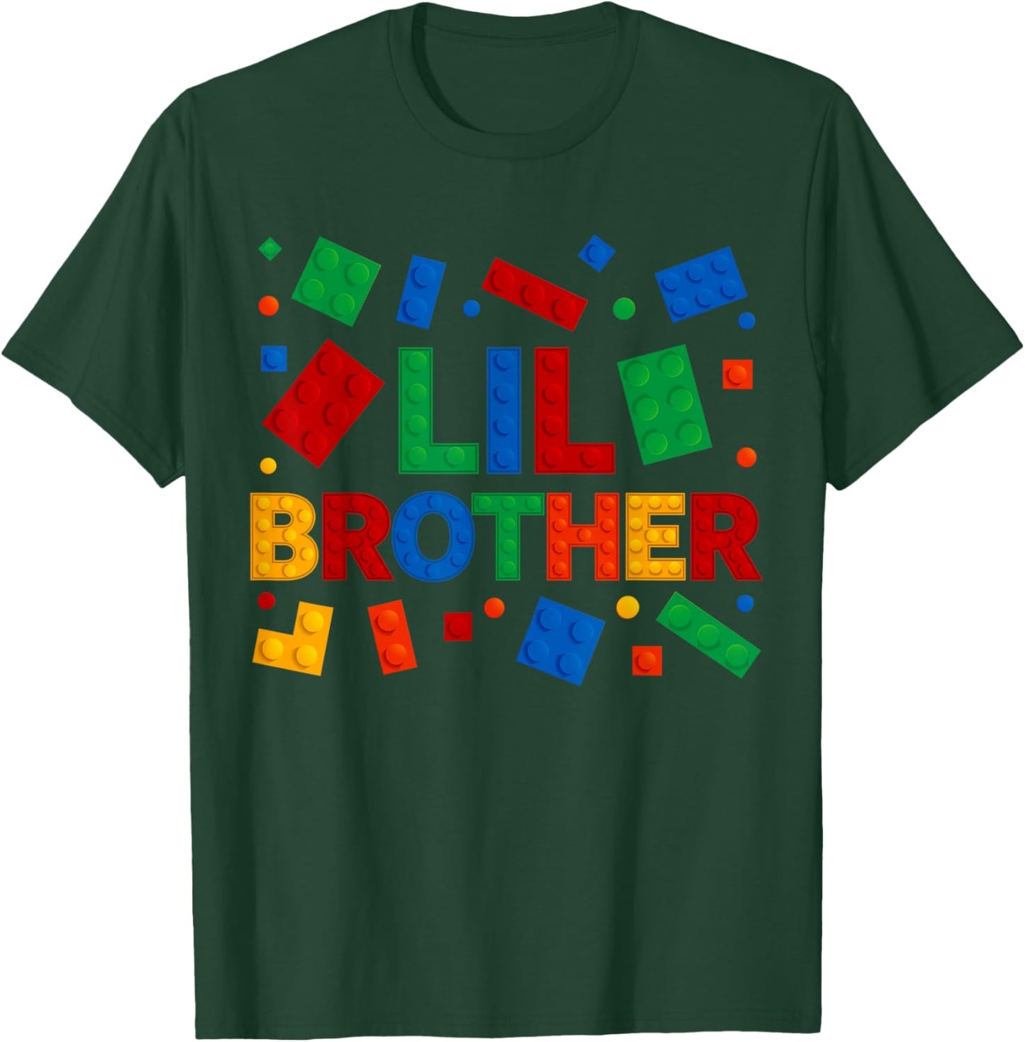 Family Lil Brother Master Builder Bricks Blocks Birthday T-Shirt - T-Shirt | Forest