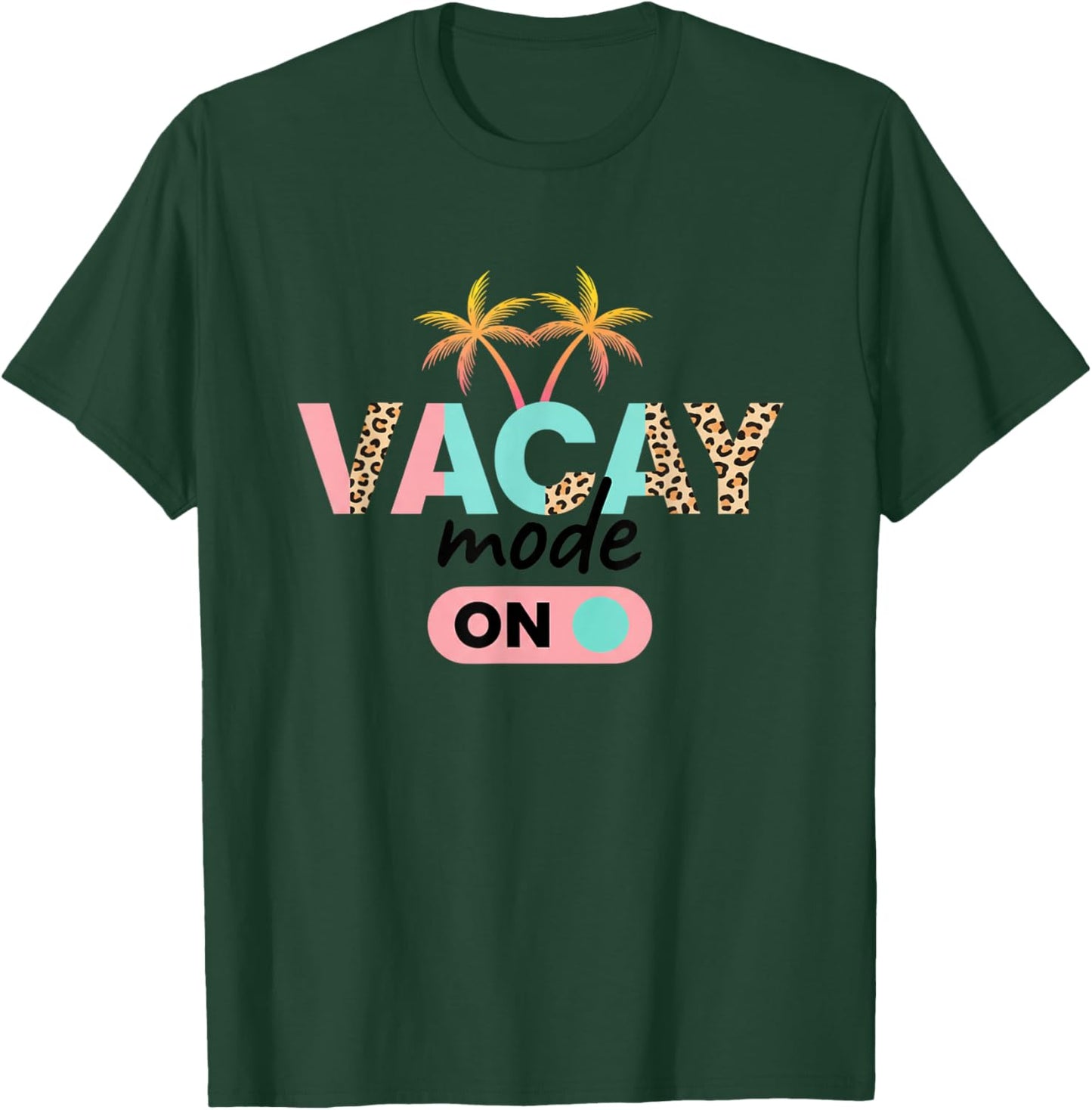 Vacay Mode On Kids Vacation Palm Tree Leopard Print Travel T-Shirt - T-Shirt | Forest