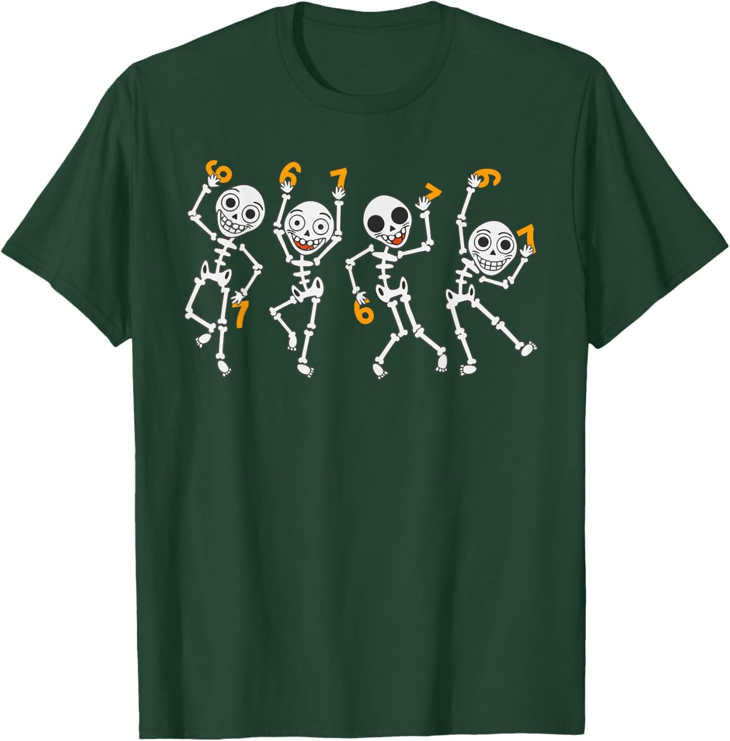 Six Seven 67 Meme Funny Halloween Dancing Skeleton Women Men T-Shirt - T-Shirt | Forest