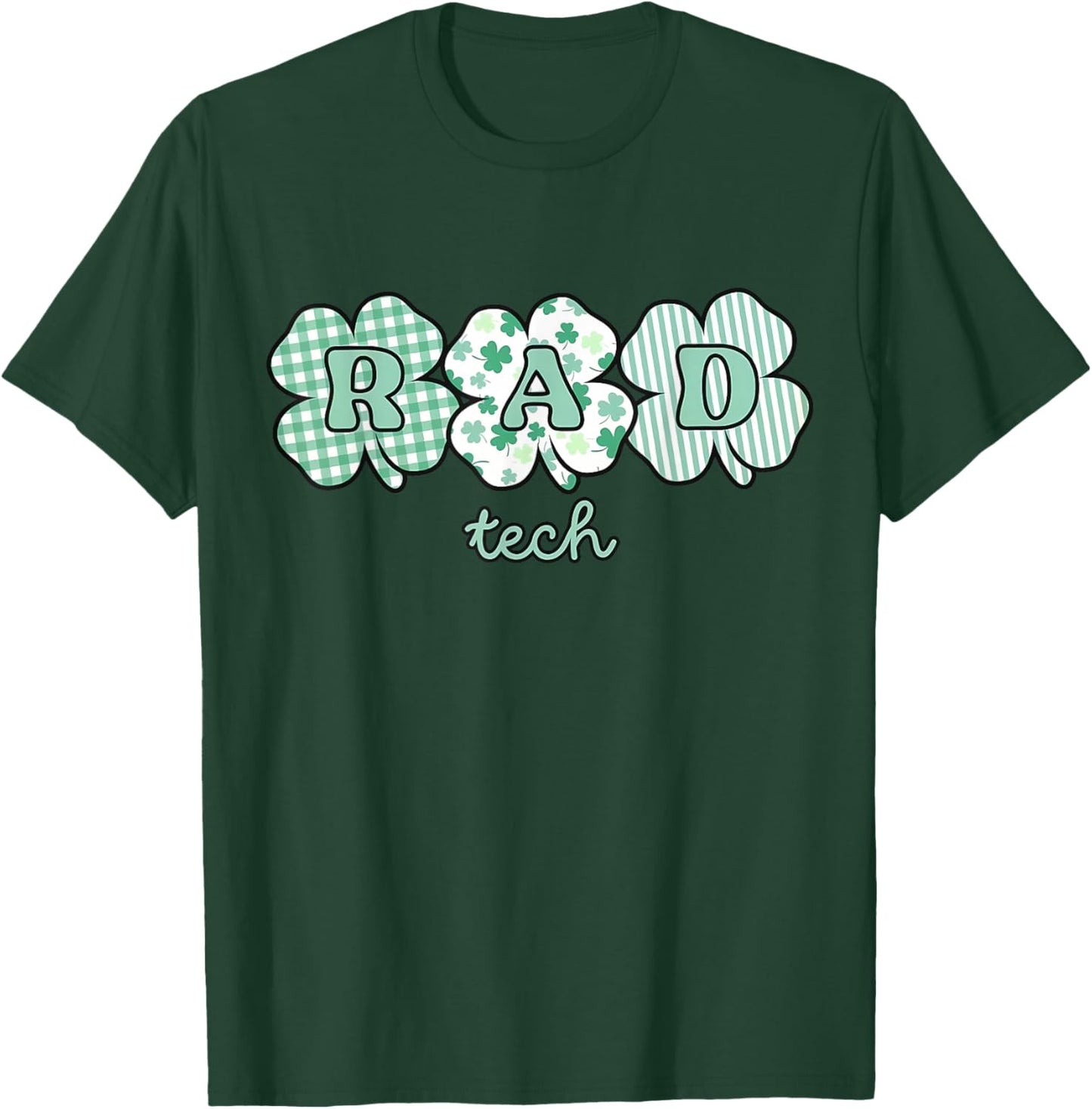 Retro Checked Shamrock RAD Tech St Patrick's Day X-ray Tech T-Shirt - T-Shirt | Forest