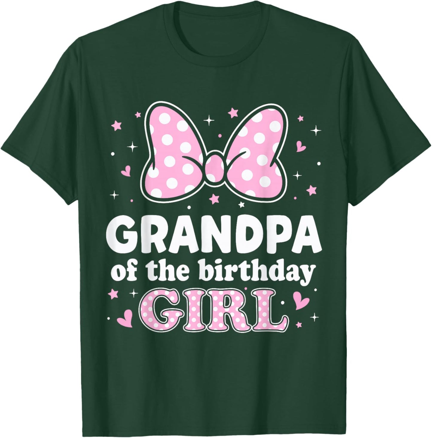 Grandpa of The Birthday Girl Cute Pink Bow Family Matching T-Shirt - T-Shirt | Forest