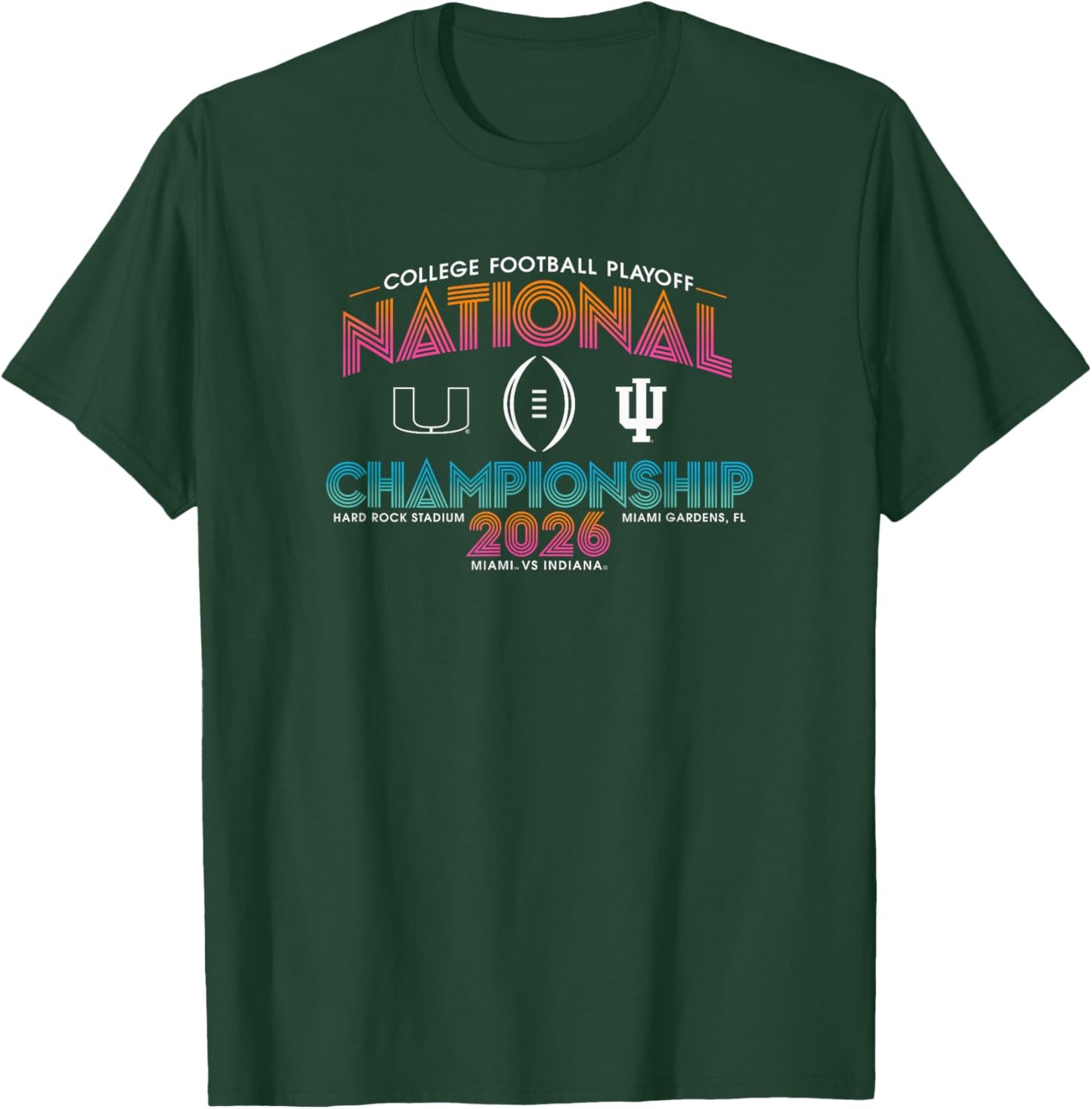 Miami vs Indiana CFP National Championship 2026 Black T-Shirt - T-Shirt | Forest