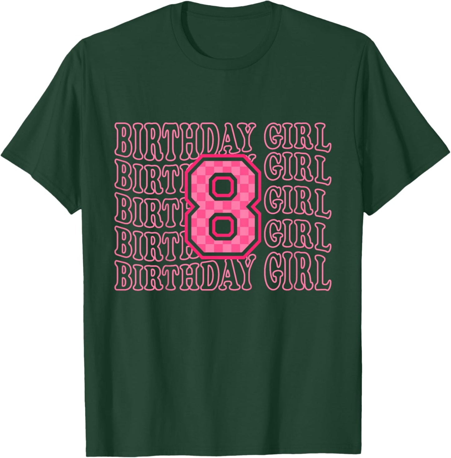 8th Birthday Girl Pink Eight Bday 8 Year Old Birthday Girl T-Shirt - T-Shirt | Forest