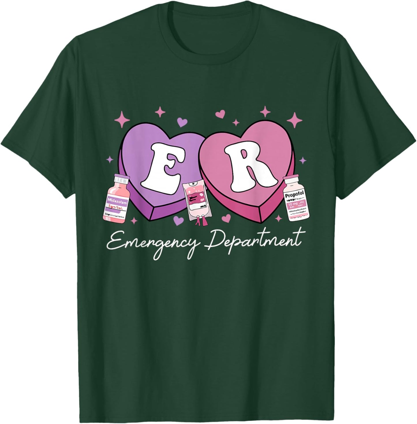 Emergency Department Nurse Valentine's Candy ER ED Nursing T-Shirt - T-Shirt | Forest