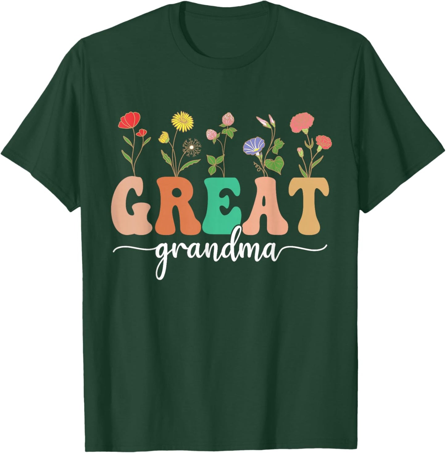 Cute Wildflowers Grandma Floral Mother's Day Great Grandma T-Shirt - T-Shirt | Forest