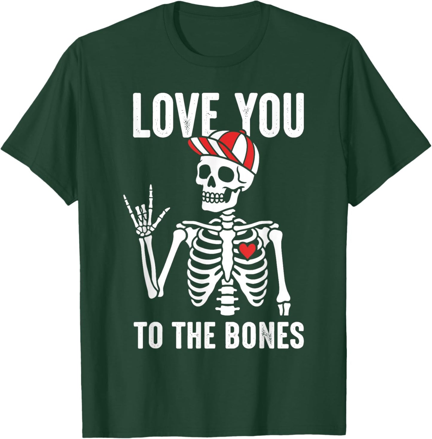Men Kids V-Day Rock Skeleton Love You Boys Valentines T-Shirt - T-Shirt | Forest