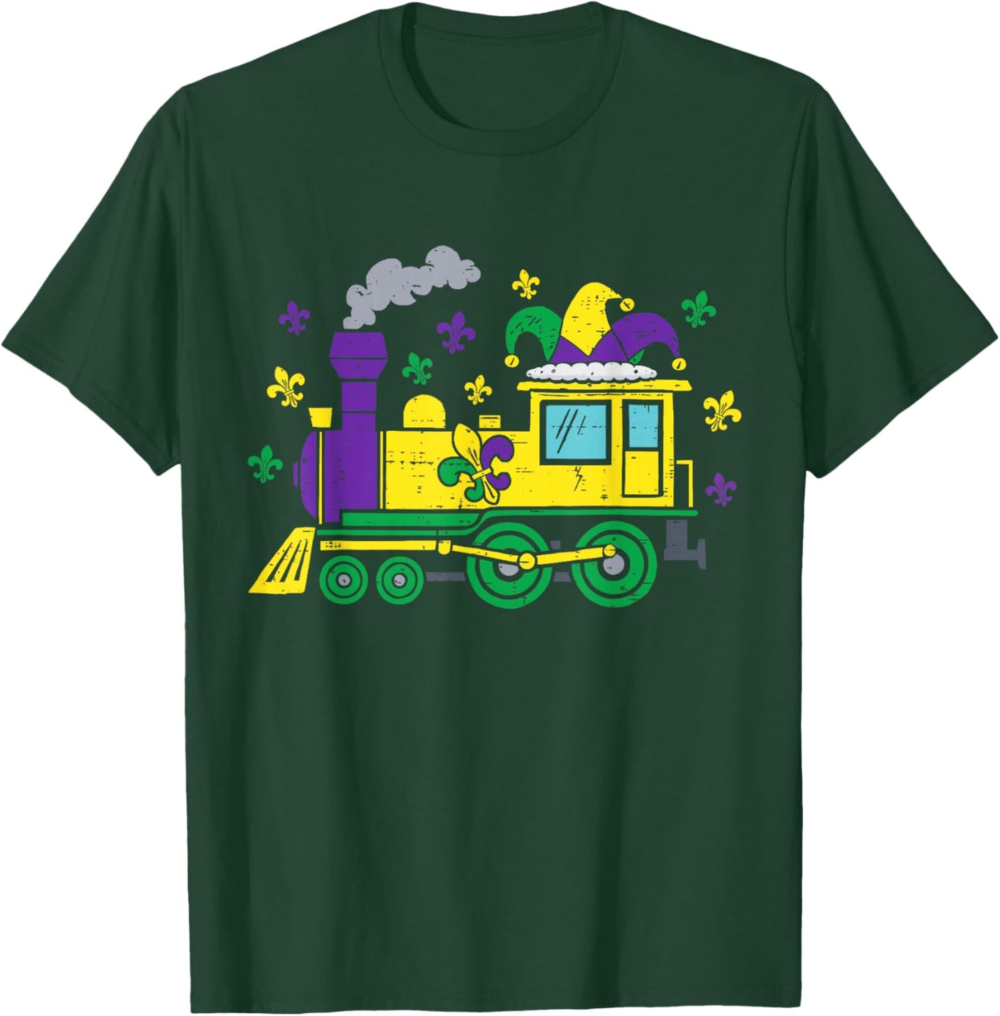 Cute Mardi Gras Train with Fleur De Lis Boys Kids Toddler T-Shirt - T-Shirt | Forest