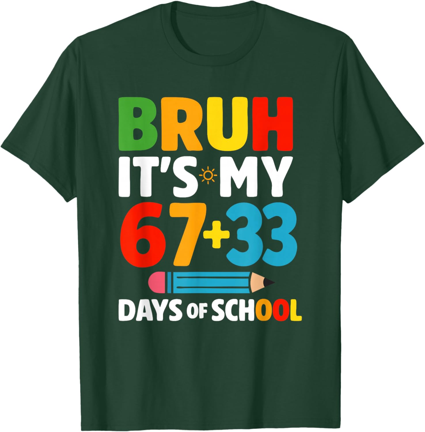Bruh It's My 67+33 Days, Bruh It's My 100 Days of School T-Shirt - T-Shirt | Forest