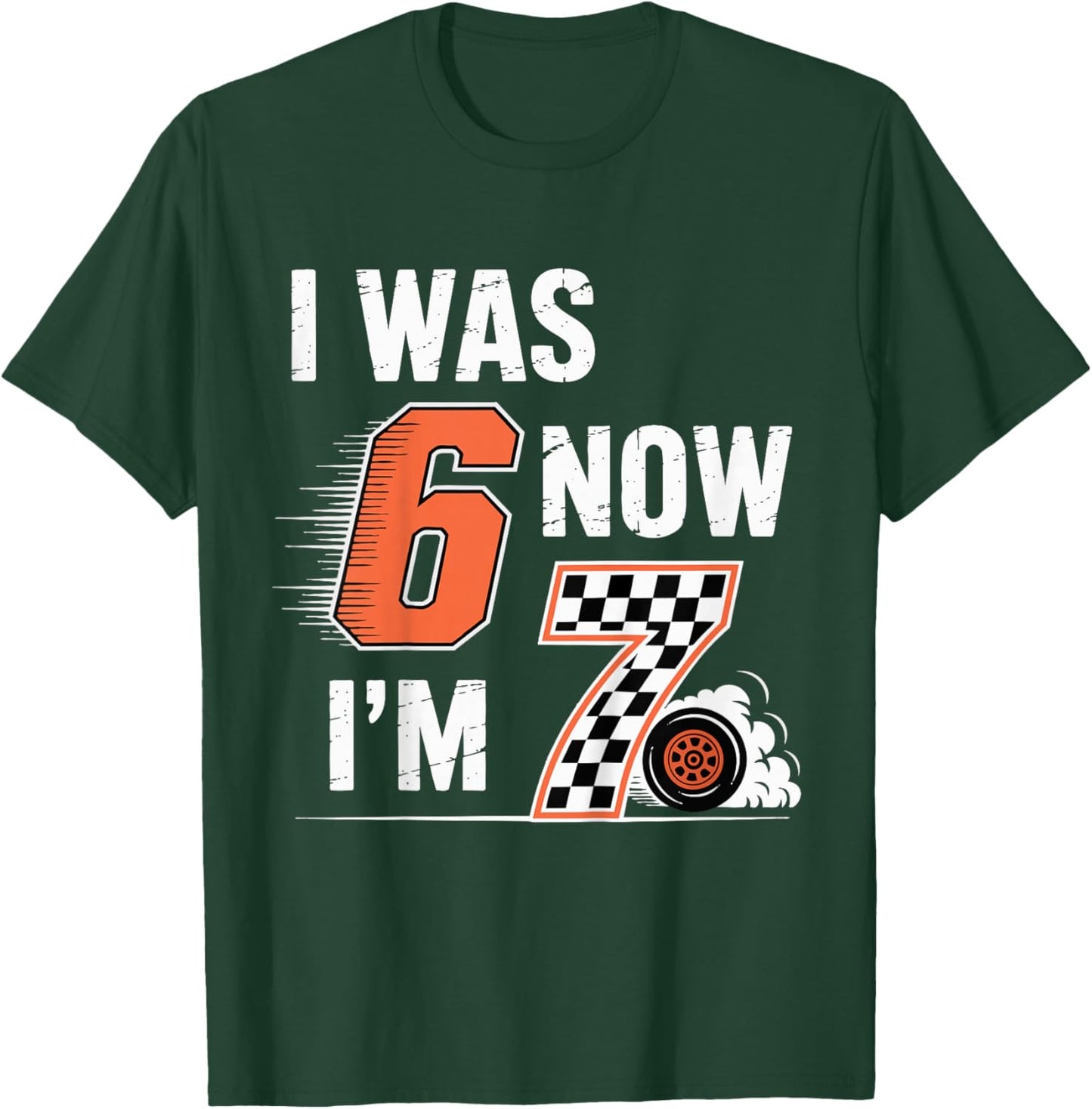 Checkered 7 Years Old Birthday I was 6 Now I'm 7 Bday Boy T-Shirt - T-Shirt | Forest