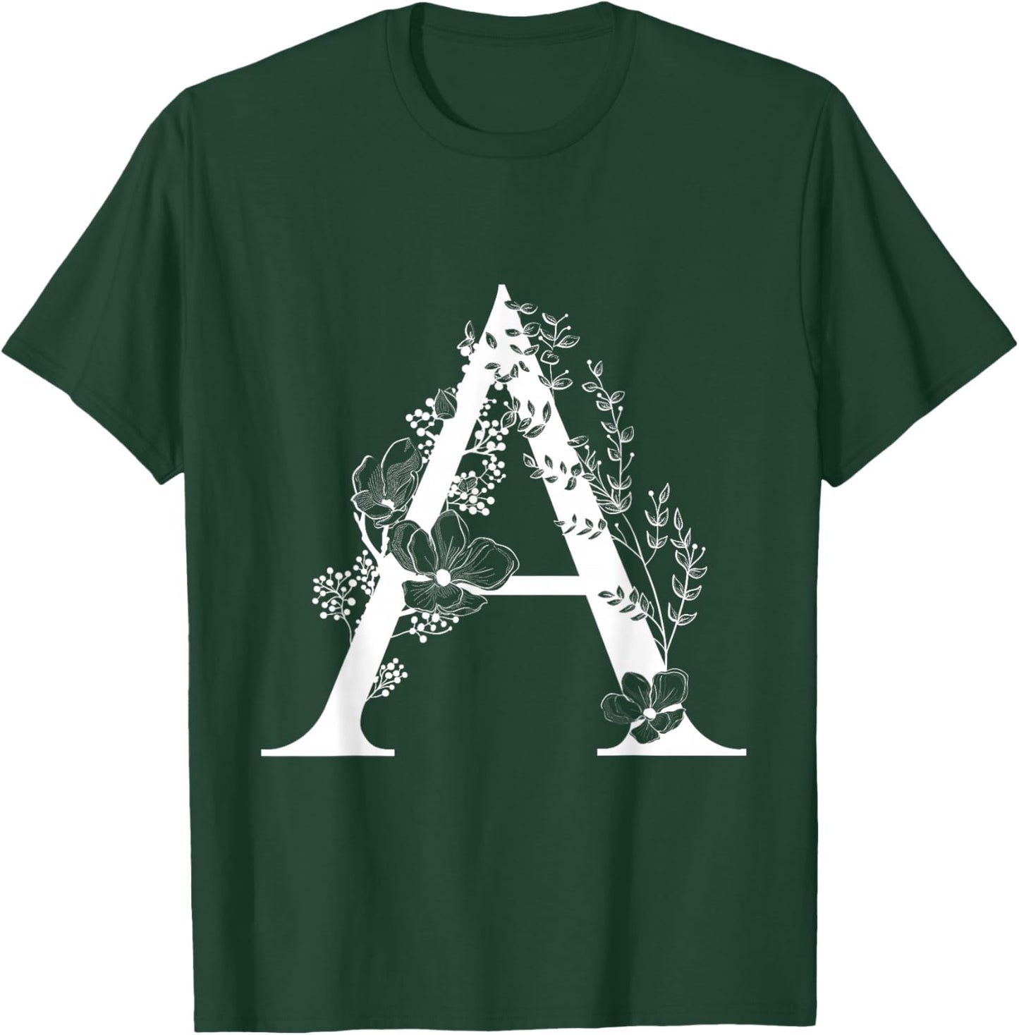 White English Alphabet Letter A Monogram Initial Black T-Shirt - T-Shirt | Forest