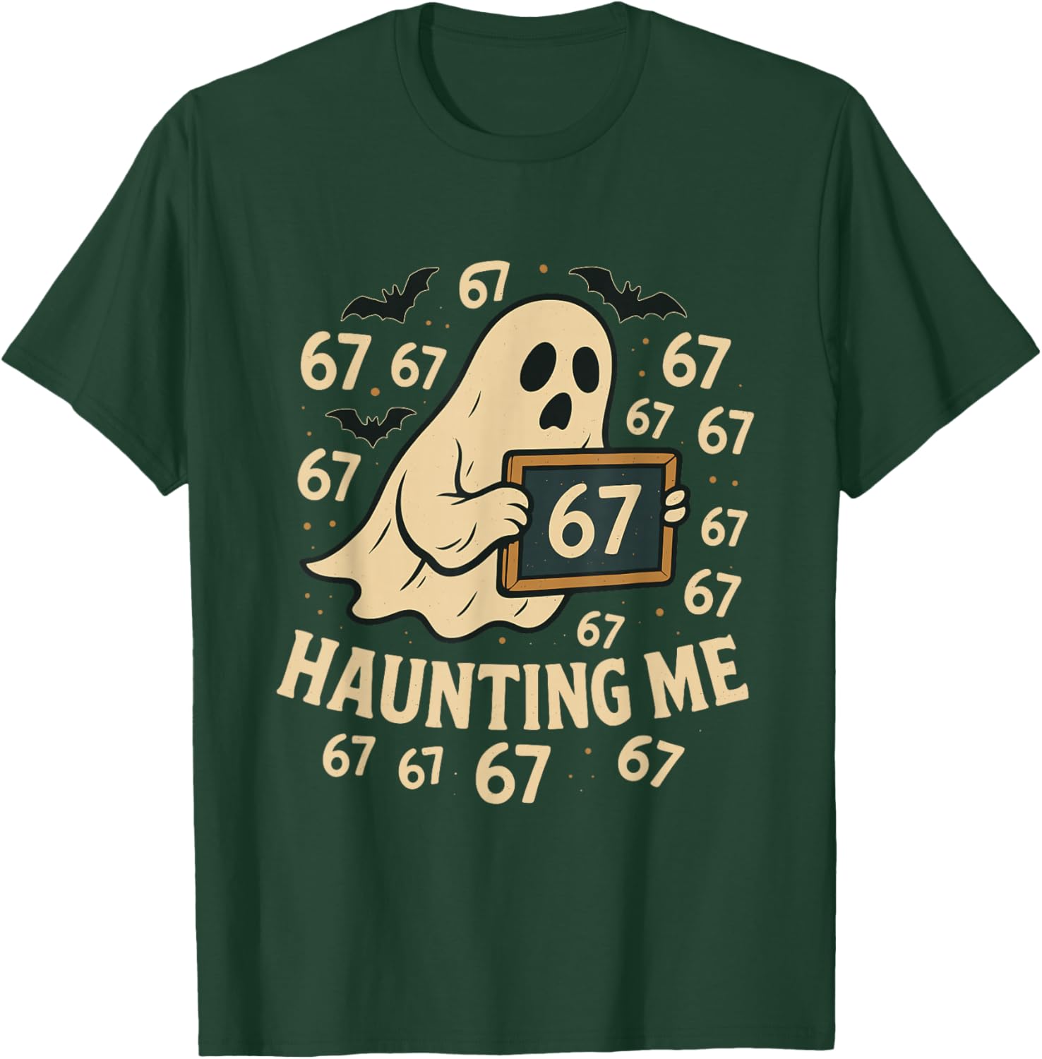 67 Halloween Ghost Math Meme Multiplication 6x7 Student Joke T-Shirt - T-Shirt | Forest