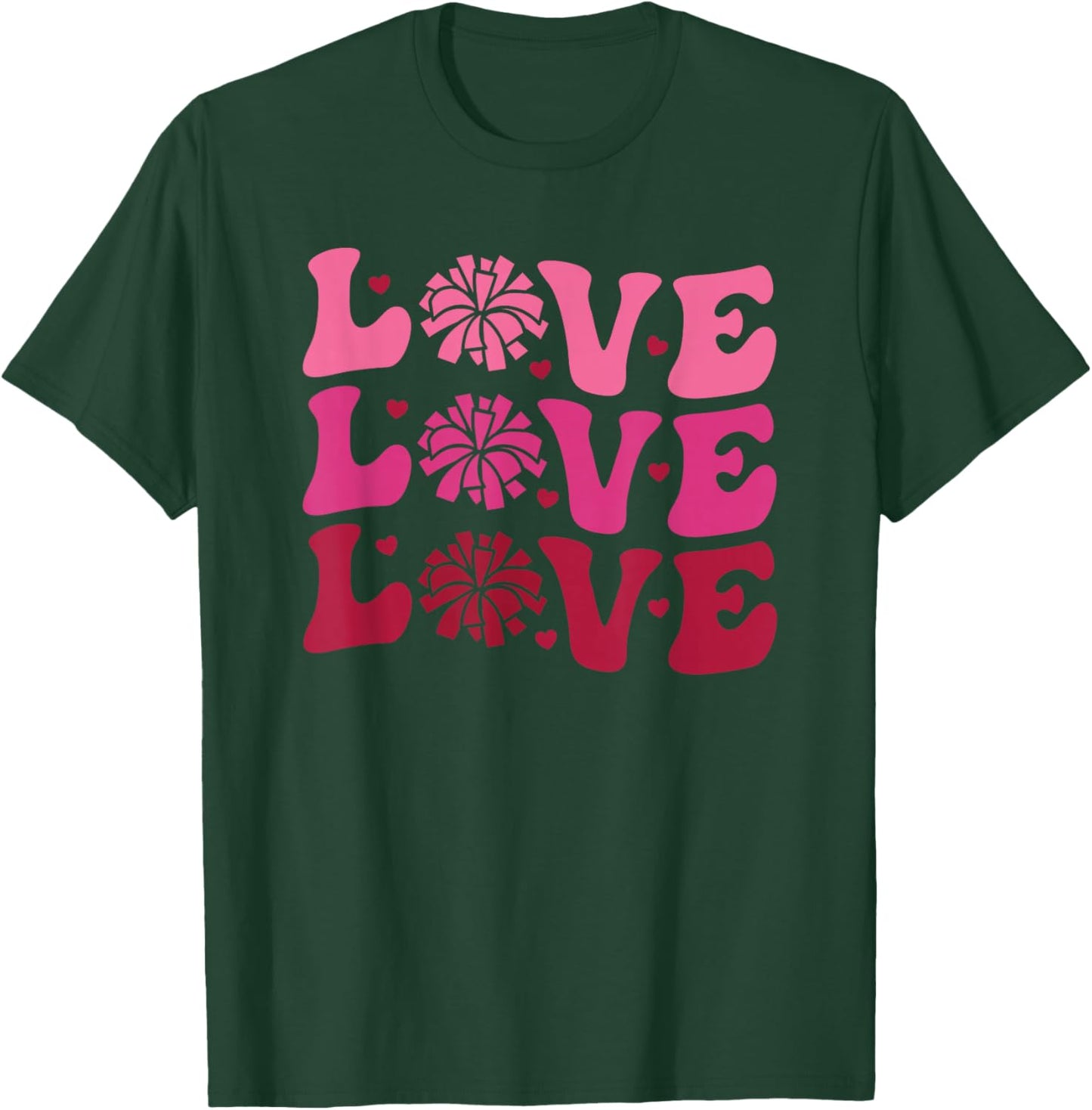 Cheerleader Love Valentine's Day Trendy Cheer Cute Retro T-Shirt - T-Shirt | Forest