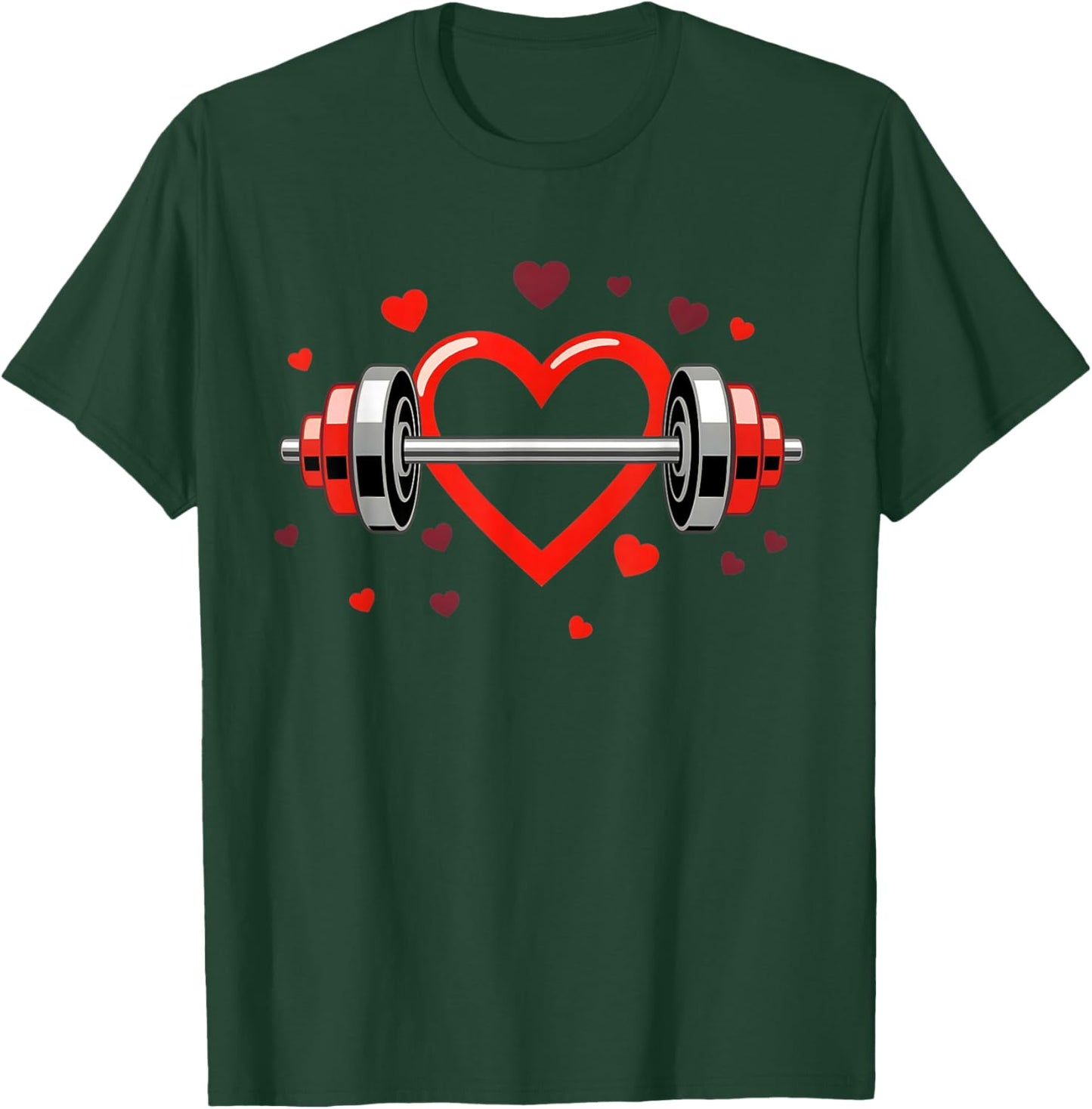 Fitness Heart Barbell Valentine's Day Gym Workout Women Men T-Shirt - T-Shirt | Forest