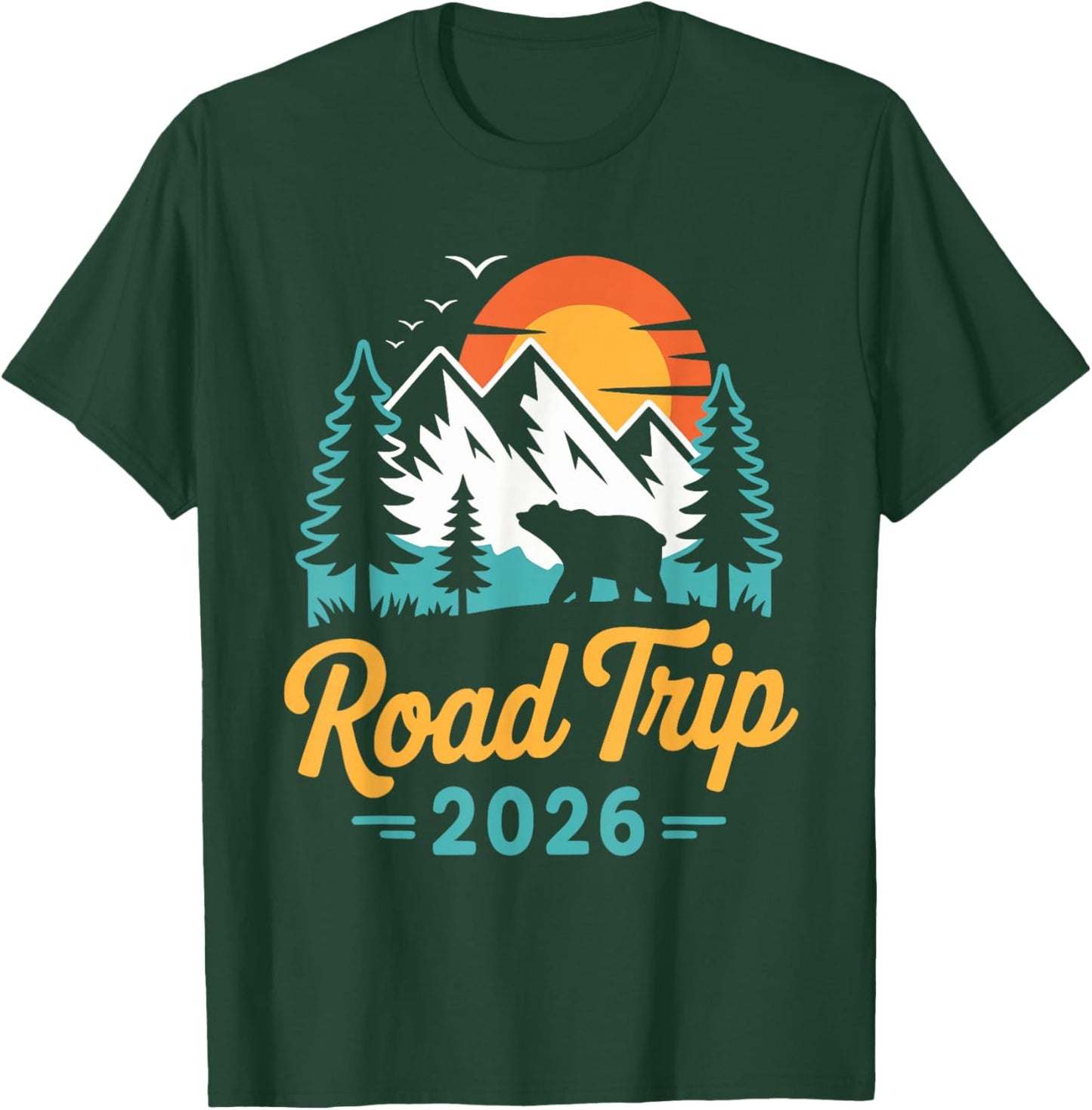 Road Trip 2026 Family Friend Vacation Travel Hiking Memories T-Shirt - T-Shirt | Forest