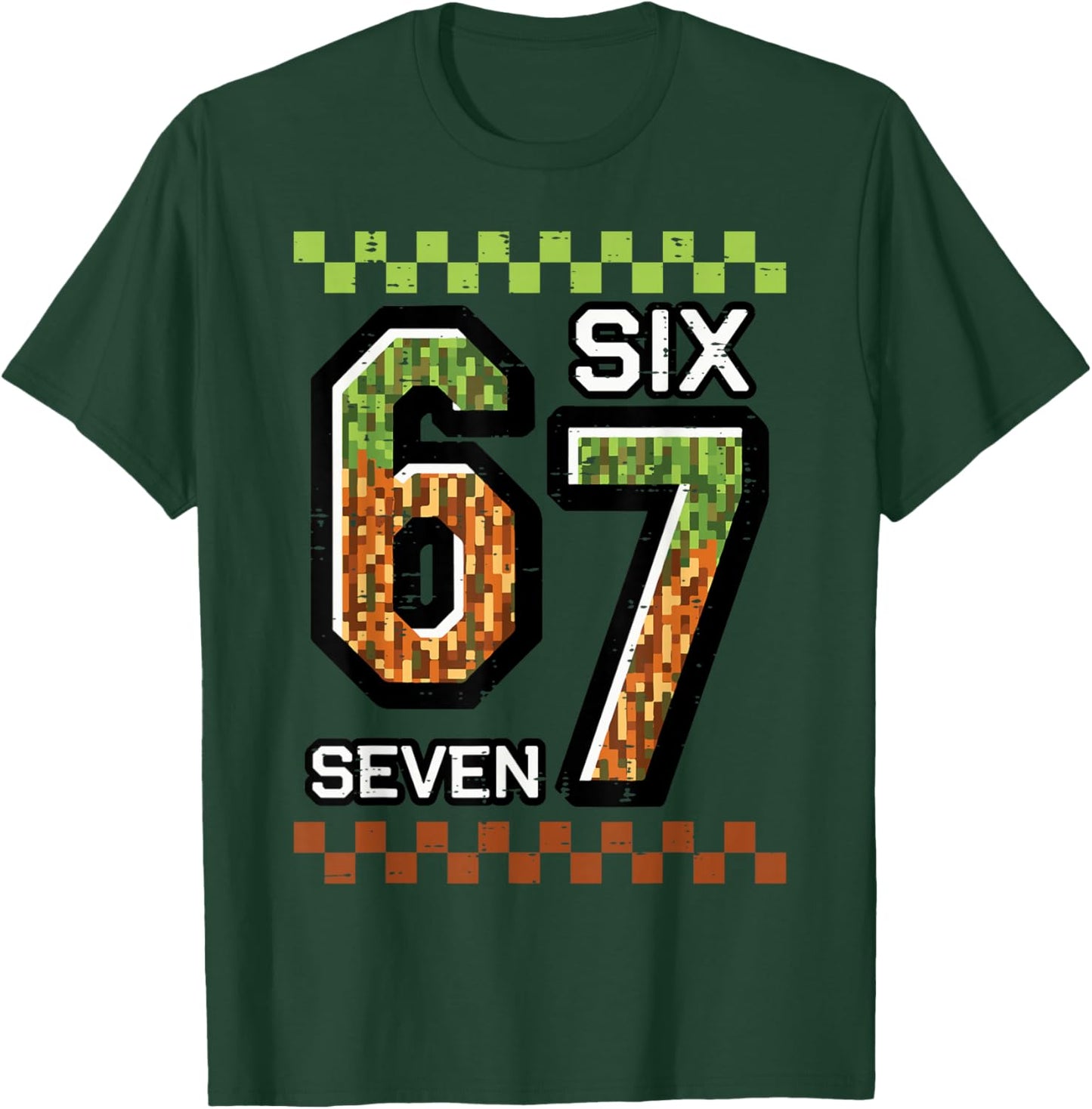 6 7 Six Seven Pixel Gaming Funny Meme 67 Boys Kids Youth Men T-Shirt - T-Shirt | Forest