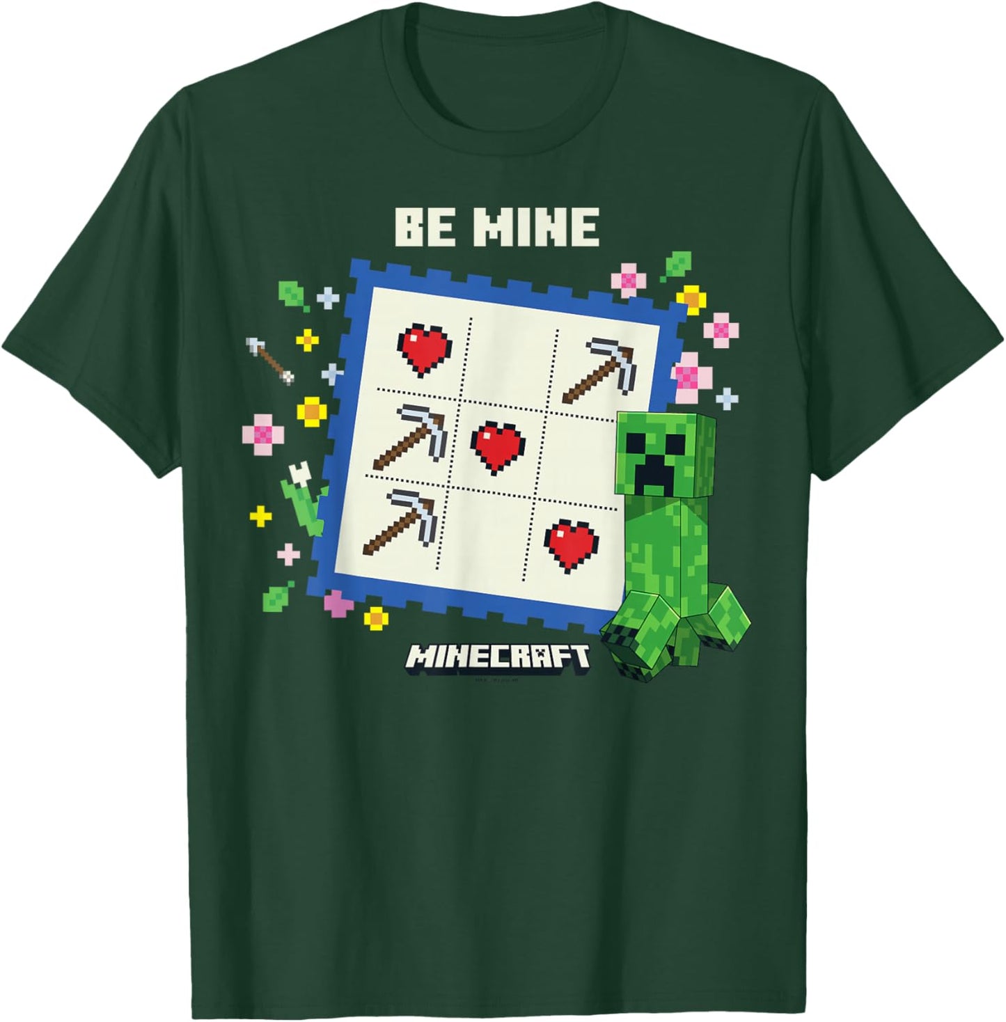 Minecraft Valentine's Day Be Mine Creeper Valentine's Card T-Shirt - T-Shirt | Forest
