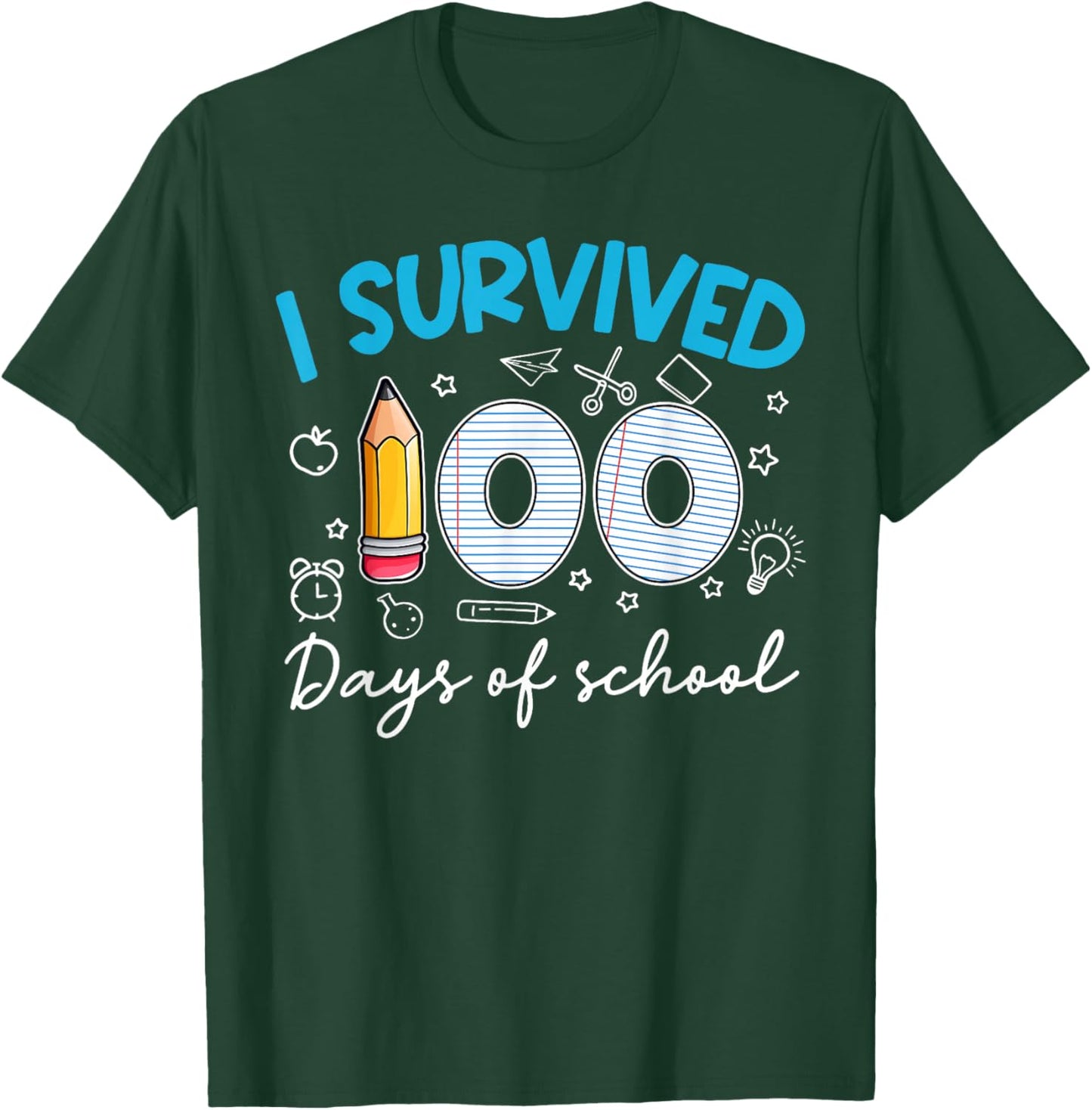 I Survived 100 Days of School Teacher Student T-Shirt - T-Shirt | Forest