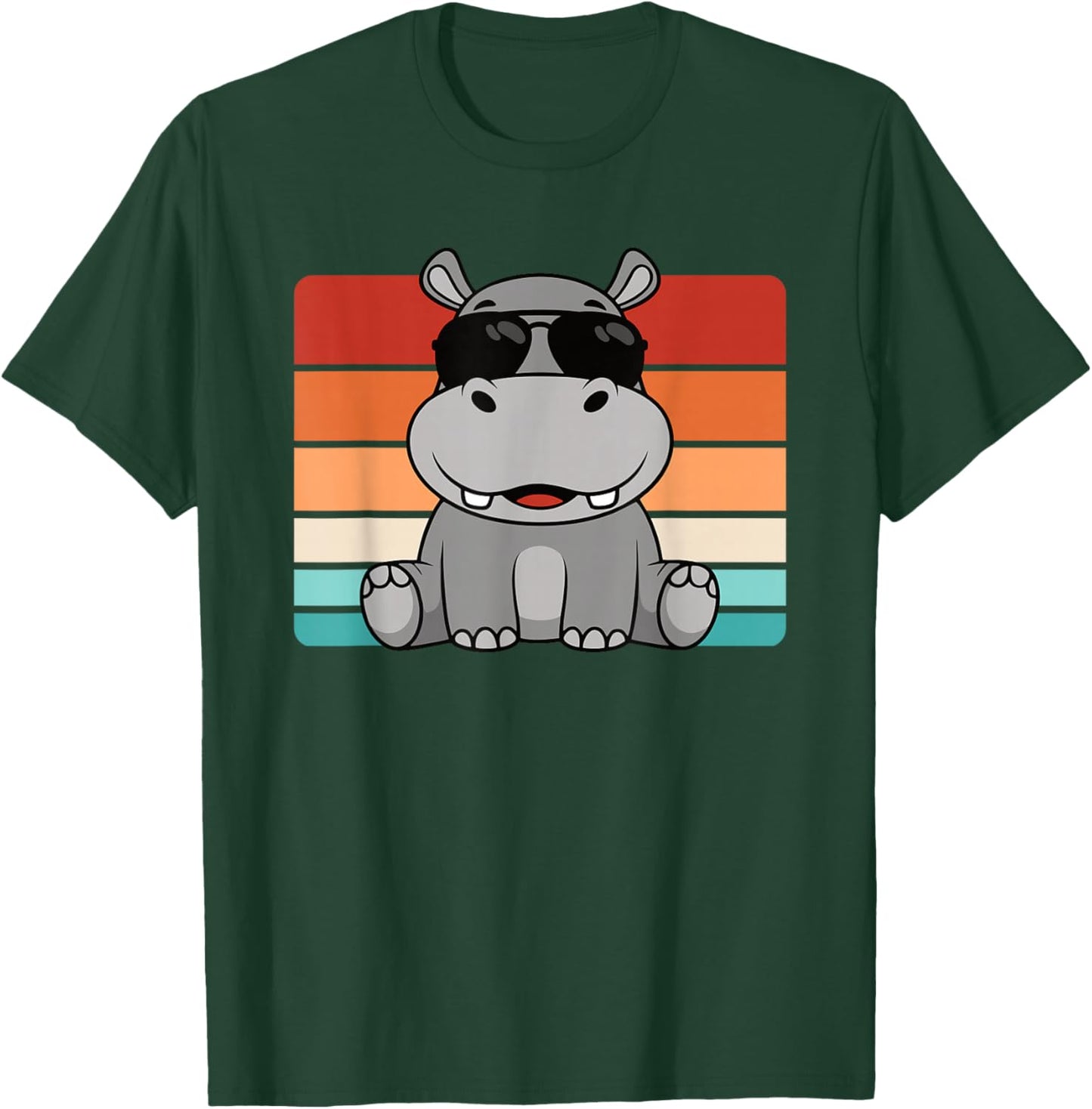 Cool Retro Hippo Lover Hippopotamus Funny Men Boys Kids T-Shirt - T-Shirt | Forest