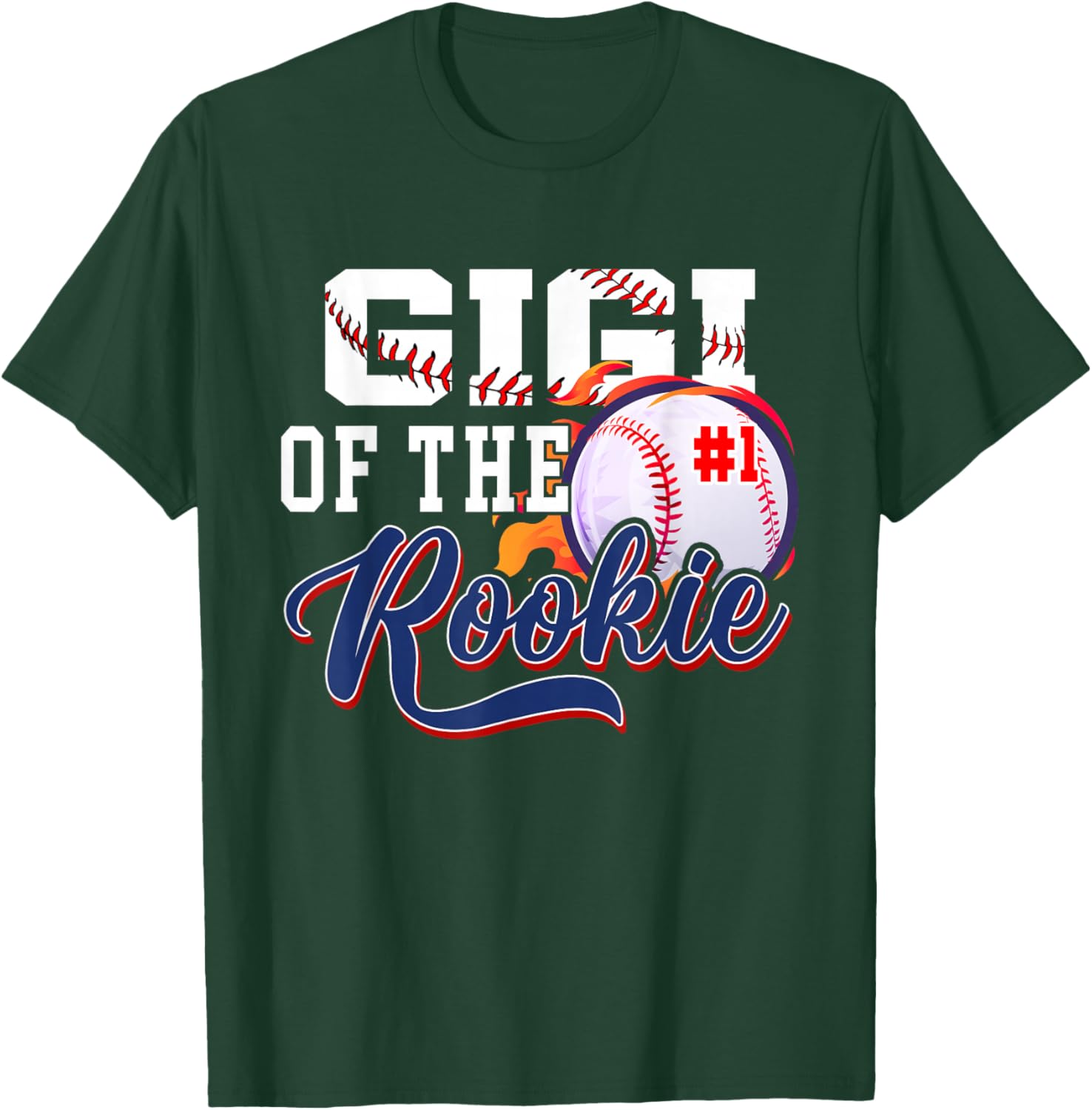 Gigi Rookie of Year 1st Birthday Baseball Theme Matching T-Shirt - T-Shirt | Forest