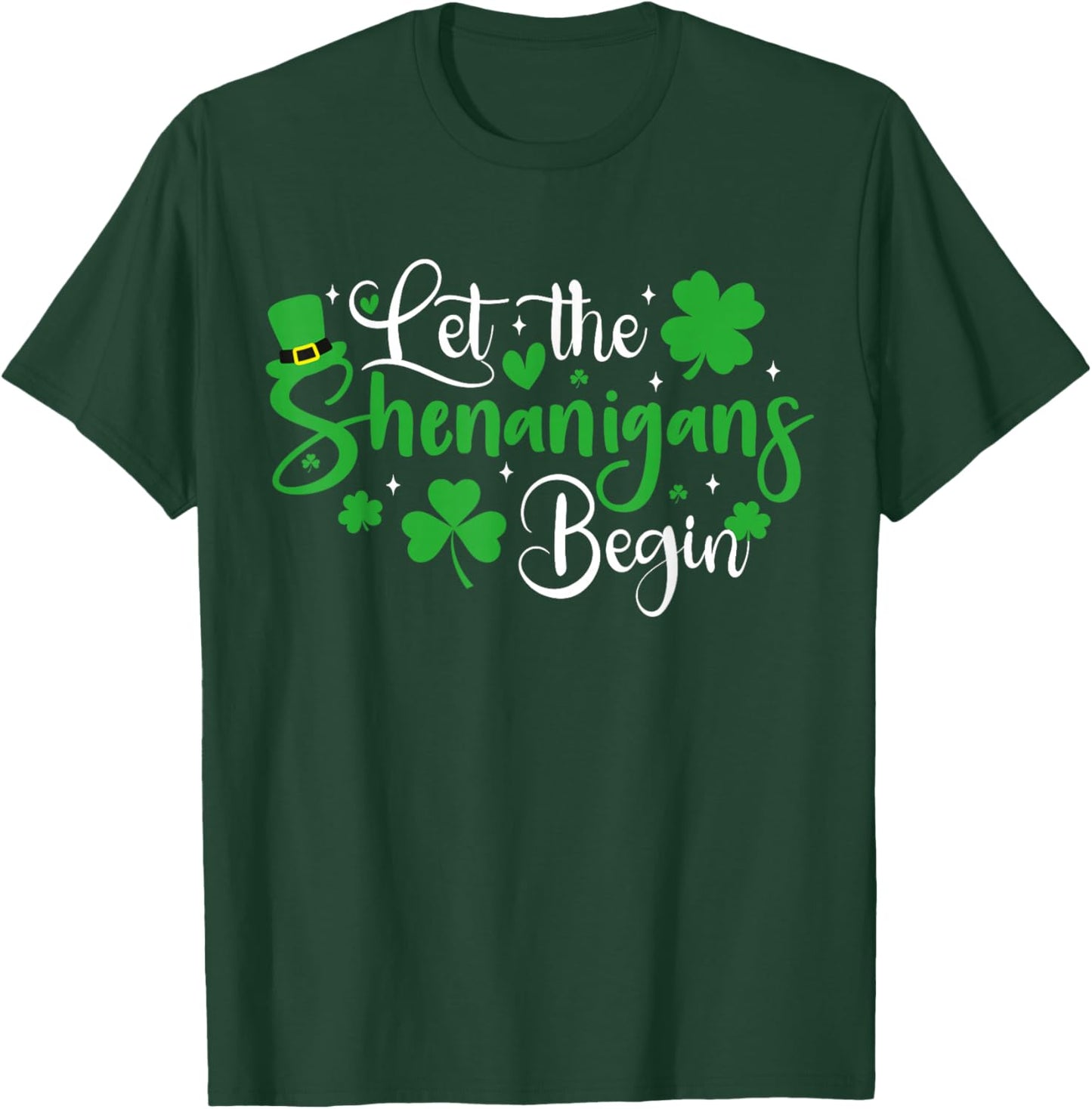 Let The Shenanigans Begin Irish Shamrock St Patricks Day T-Shirt - T-Shirt | Forest