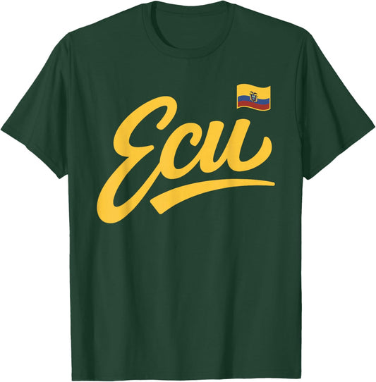 Ecuador Vintage Script Fan T-Shirt - T-Shirt | Forest