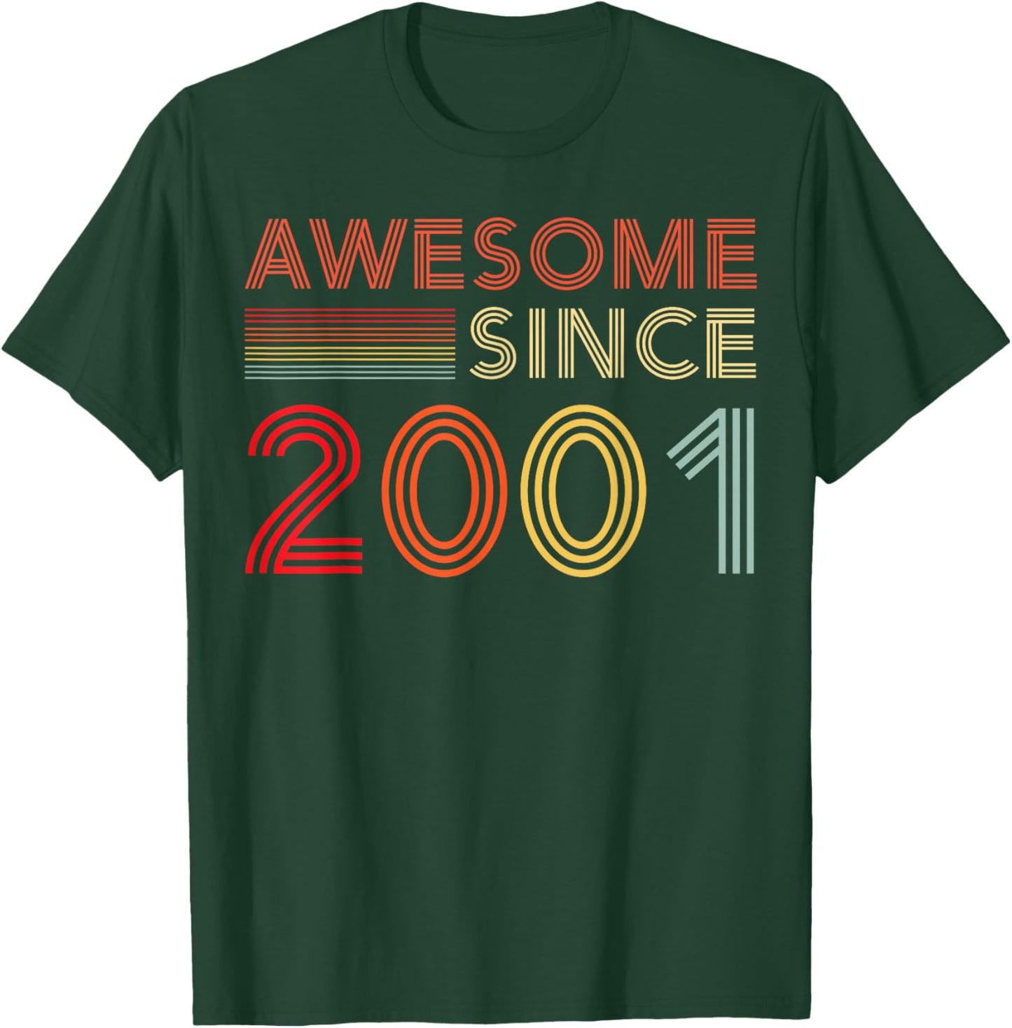 25 Birthday Decorations Men 25yr Awesome 2001 25th Birthday T-Shirt - T-Shirt | Forest