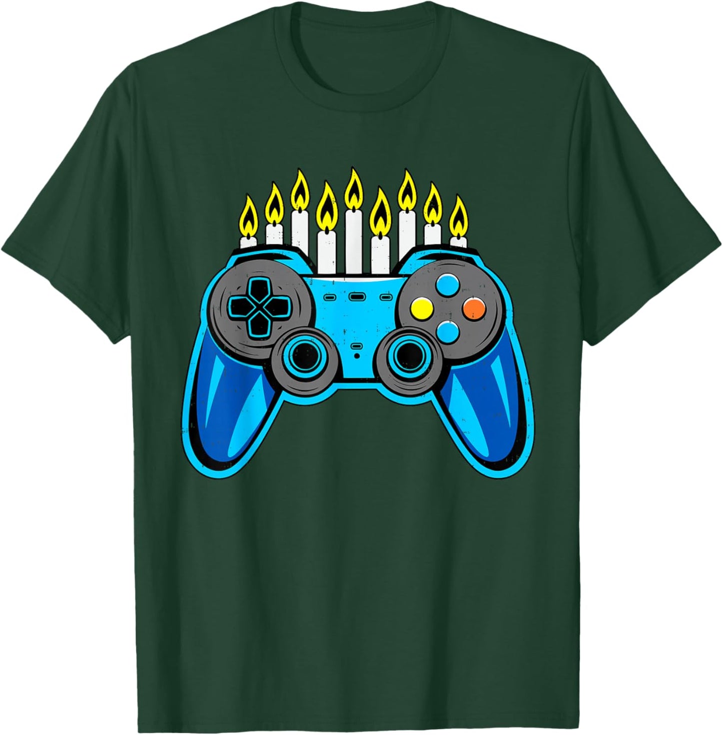 Boys Hanukkah Video Game Dreidel Jewish Menorah Chanukah Kid T-Shirt - T-Shirt | Forest