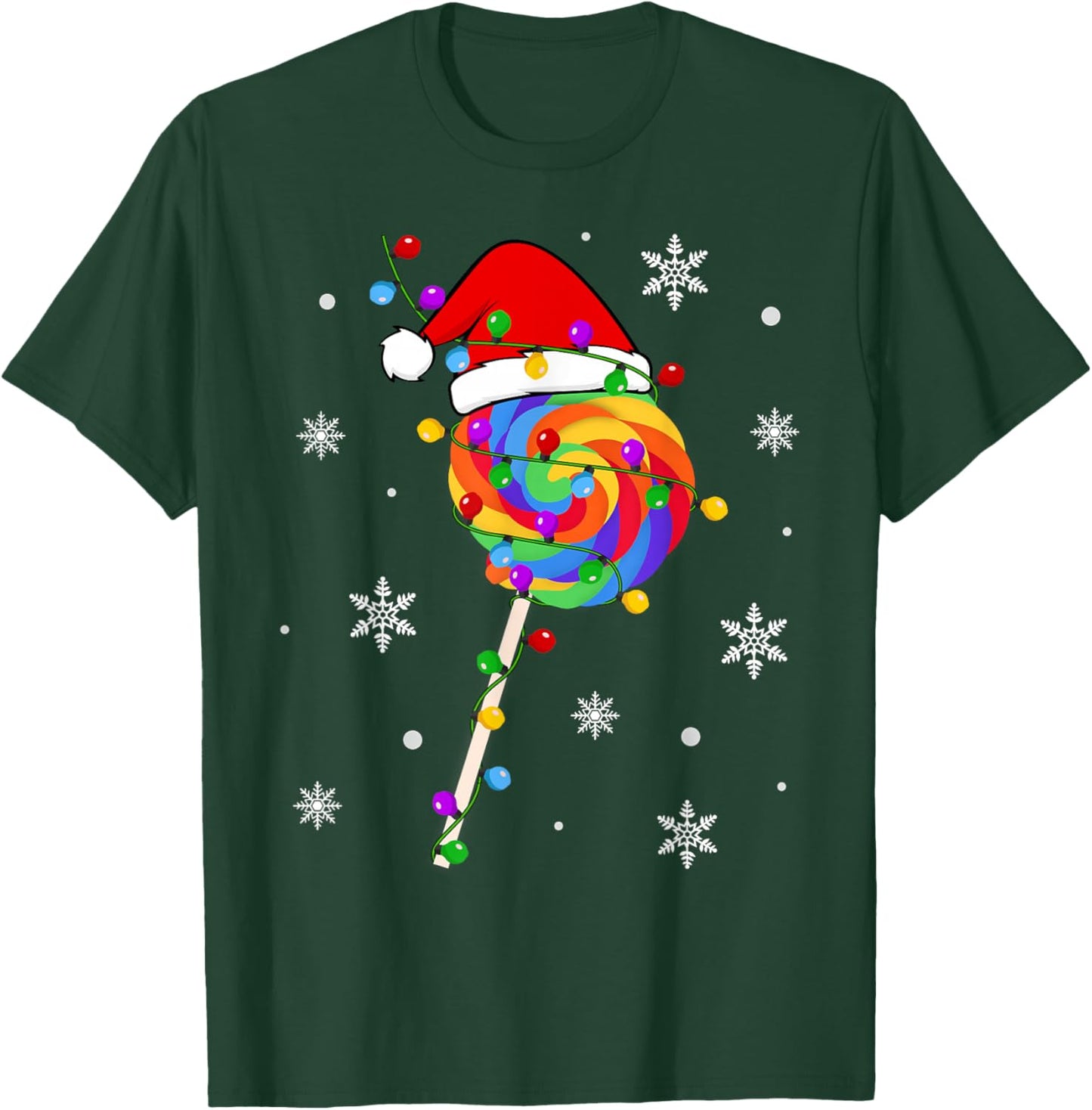 Lollipop Rainbow Sucker Candy Christmas Love Candy Xmas T-Shirt - T-Shirt | Forest