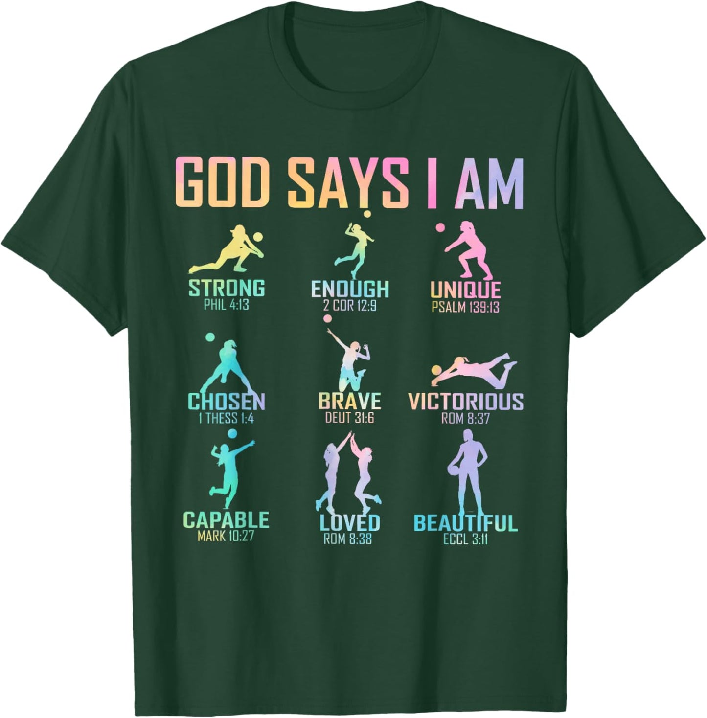 Christian God Says I Am Volleyball Boy Girls Christ T-Shirt - T-Shirt | Forest