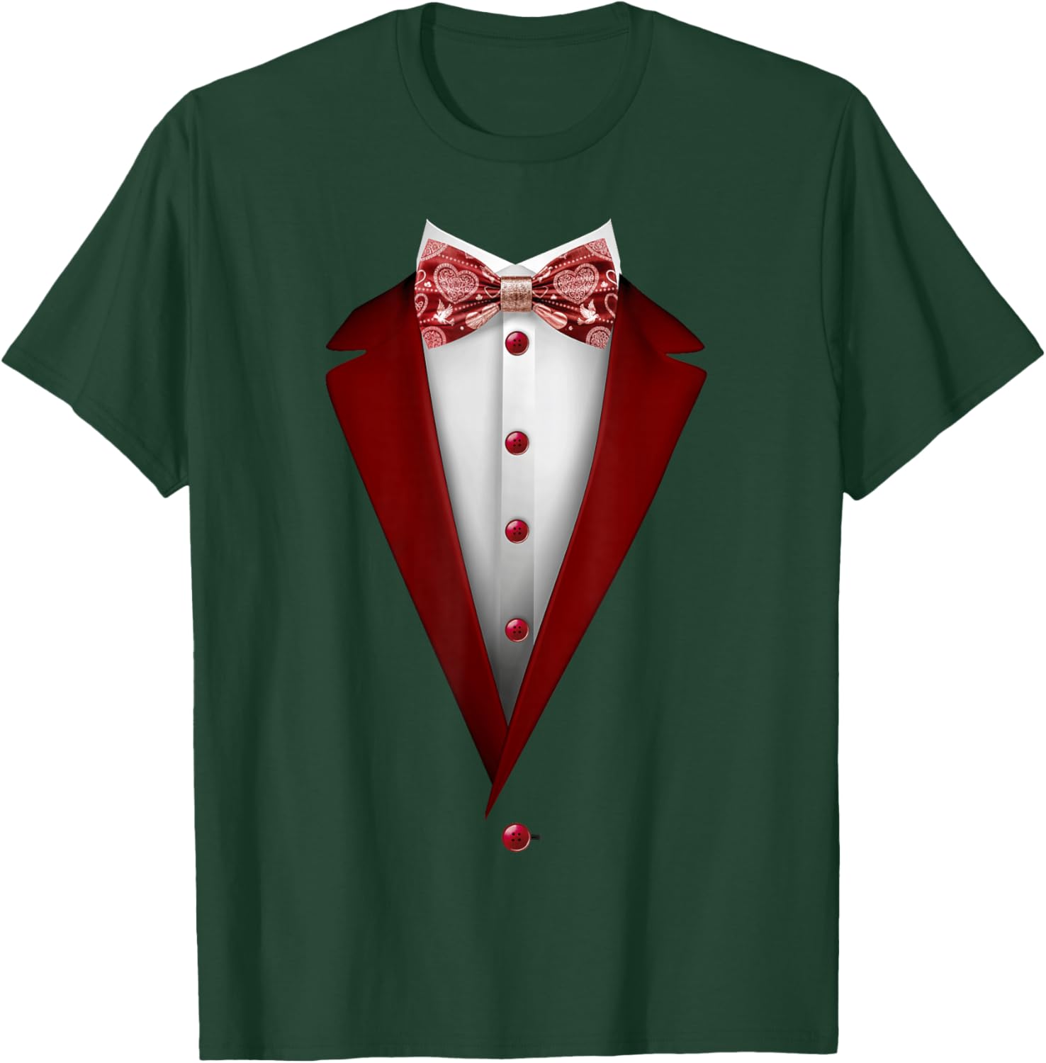 Tuxedo Bow Tie with Cute Hearts for Valentines Day T-Shirt - T-Shirt | Forest