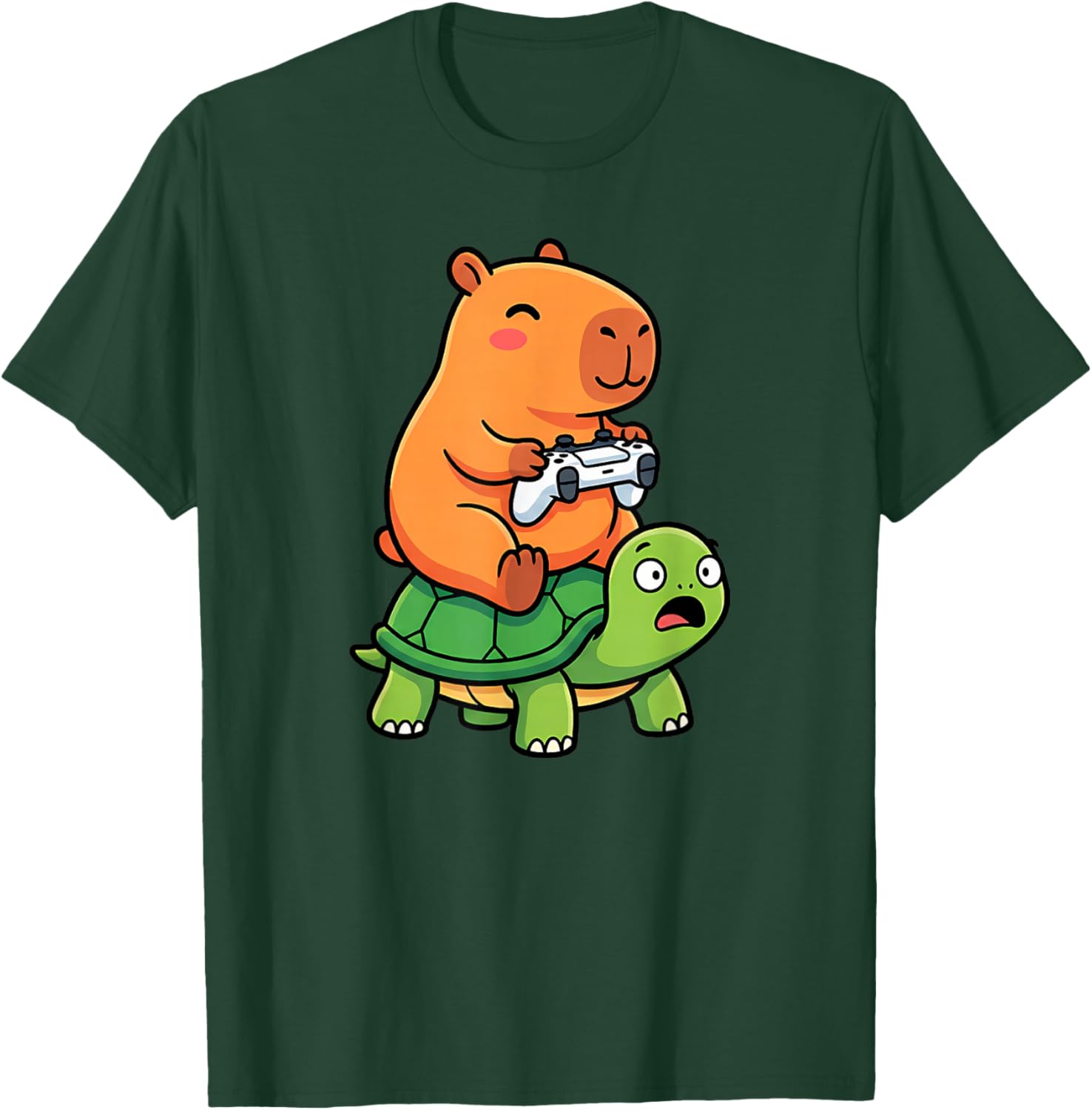 Cute Capybara Gamer Anime Turtle Funny Kids Graphic Kawaii T-Shirt - T-Shirt | Forest