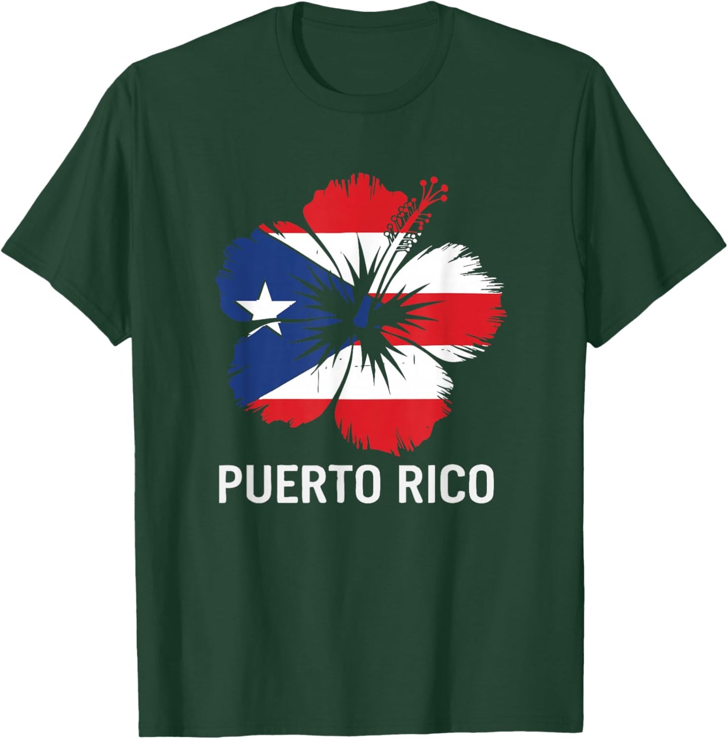 Puerto Rican Flag Hispanic Heritage Puerto Rico Map PR Trip T-Shirt - T-Shirt | Forest