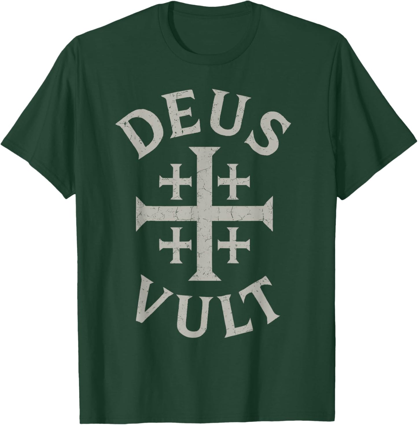 Deus Vult Catholic Knight Templar Crusader Cross Design T-Shirt - T-Shirt | Forest