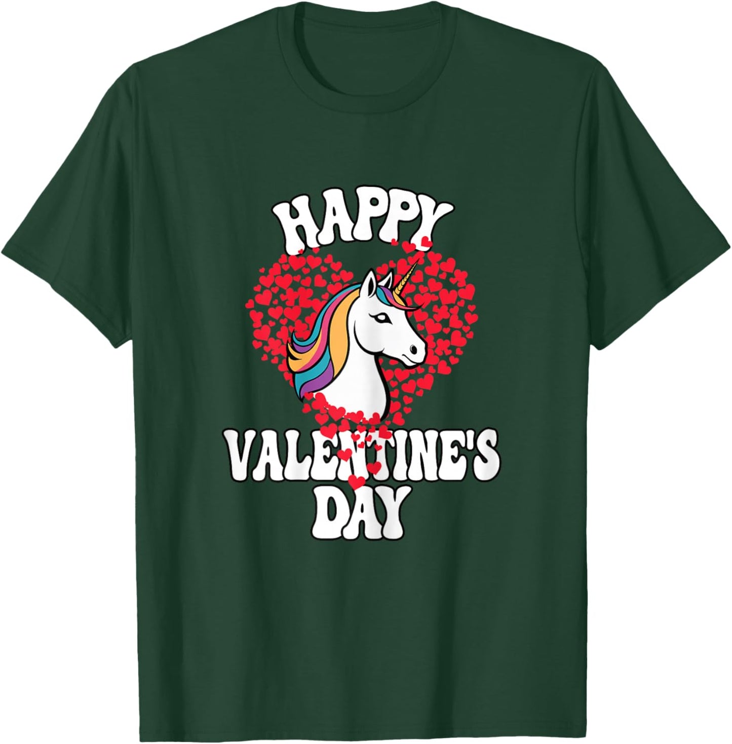 Happy Valentines Day Unicorn Girls Kids T-Shirt - T-Shirt | Forest