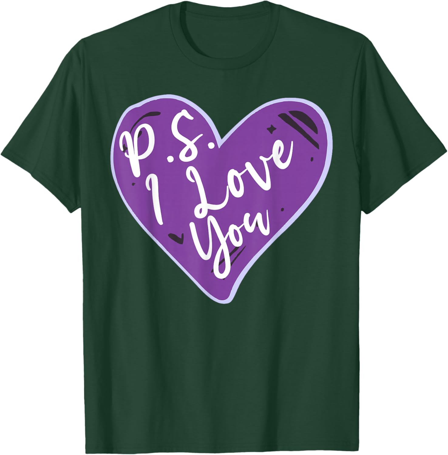 PS I Love You Day Valentine's Day Purple Heart Women Men Kid T-Shirt - T-Shirt | Forest