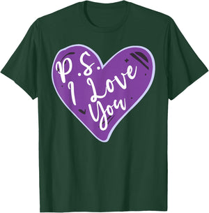 PS I Love You Day Valentine's Day Purple Heart Women Men Kid T-Shirt - T-Shirt | Forest