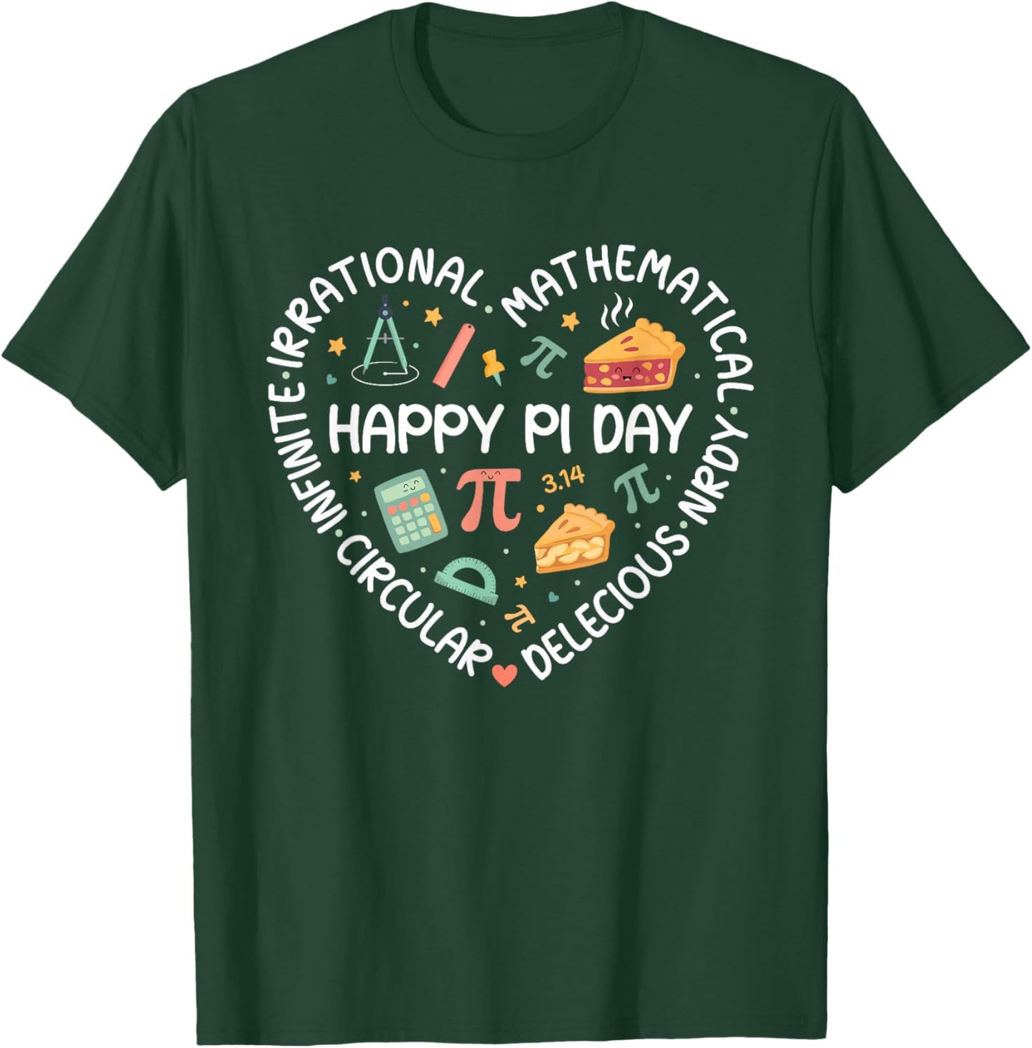 Happy Pi Day Pi Symbol Pi Day 3.14 Funny Pi Math Teacher T-Shirt - T-Shirt | Forest