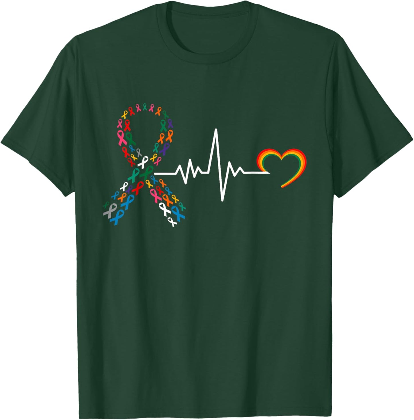 All Cancer Matters Awareness Day Pulse Heartbeat Family T-Shirt - T-Shirt | Forest