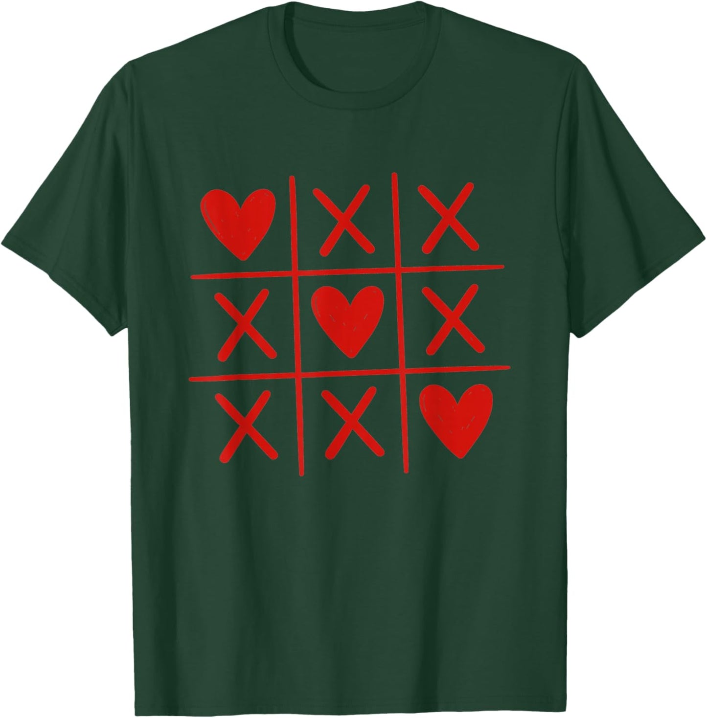 Valentines Hearts Tic Tac Toe Graphic T-Shirt - T-Shirt | Forest