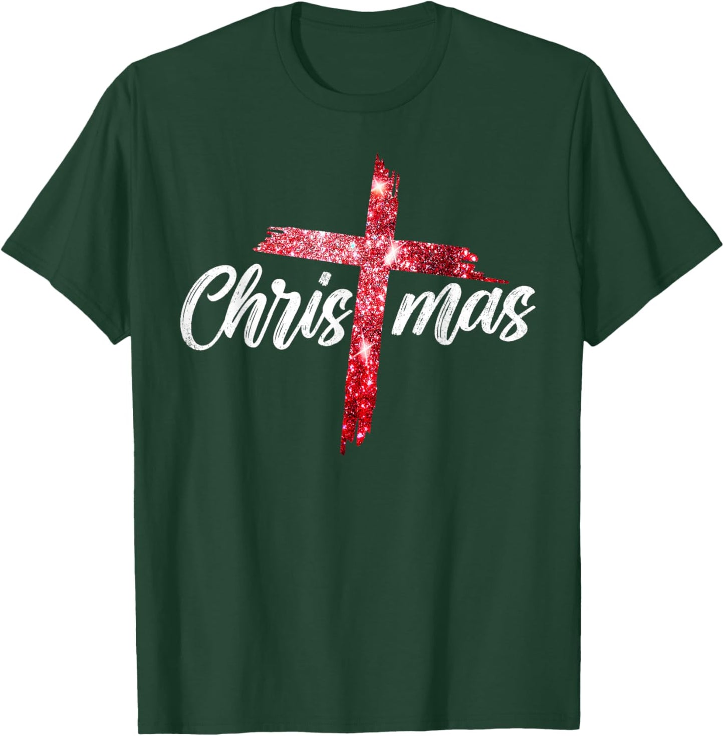 Merry Christmas Jesus Christian Cross Xmas Pajamas Holiday T-Shirt - T-Shirt | Forest