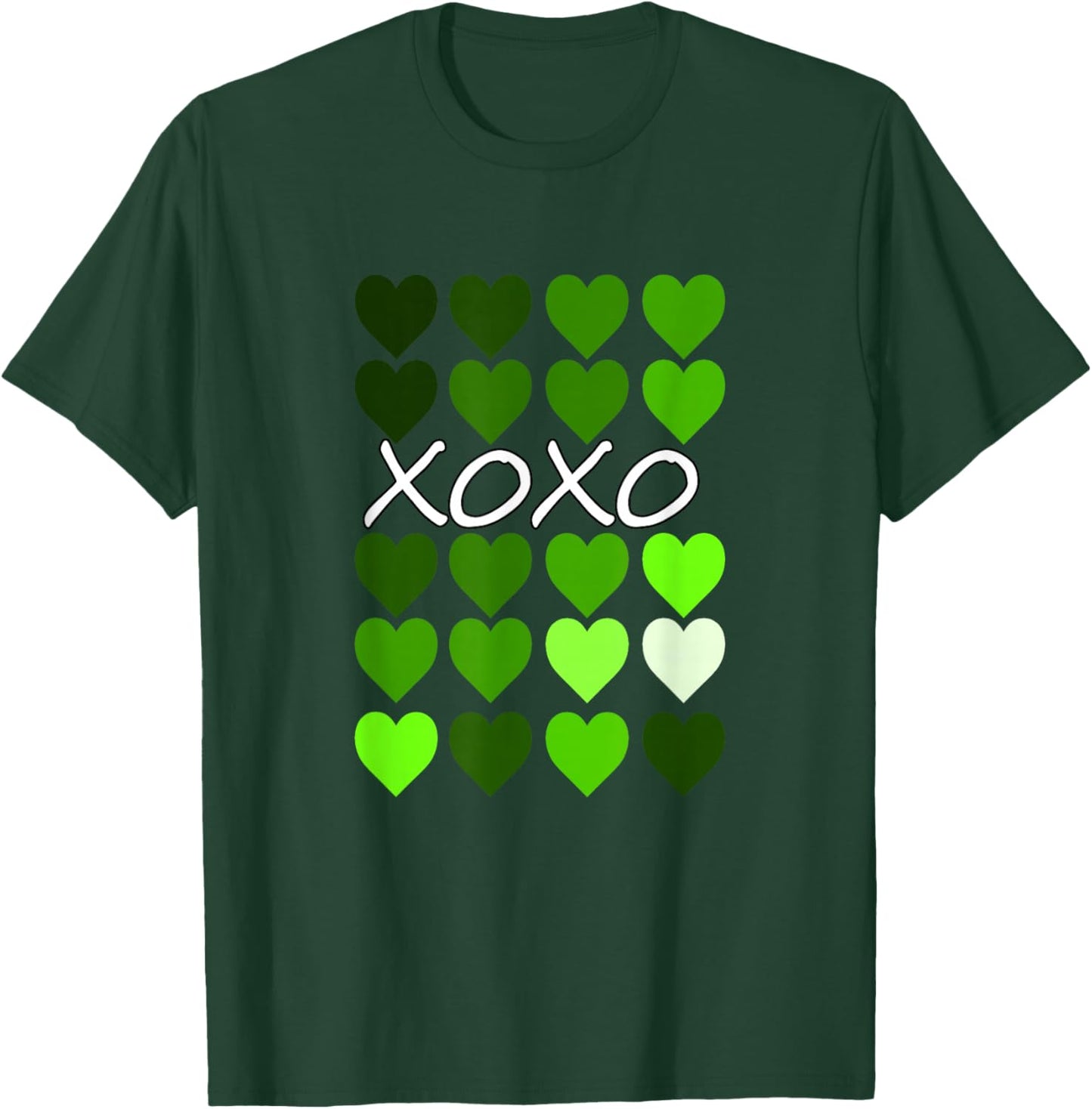 Green Color XO-Hearts Green Graphic T-Shirt - T-Shirt | Forest