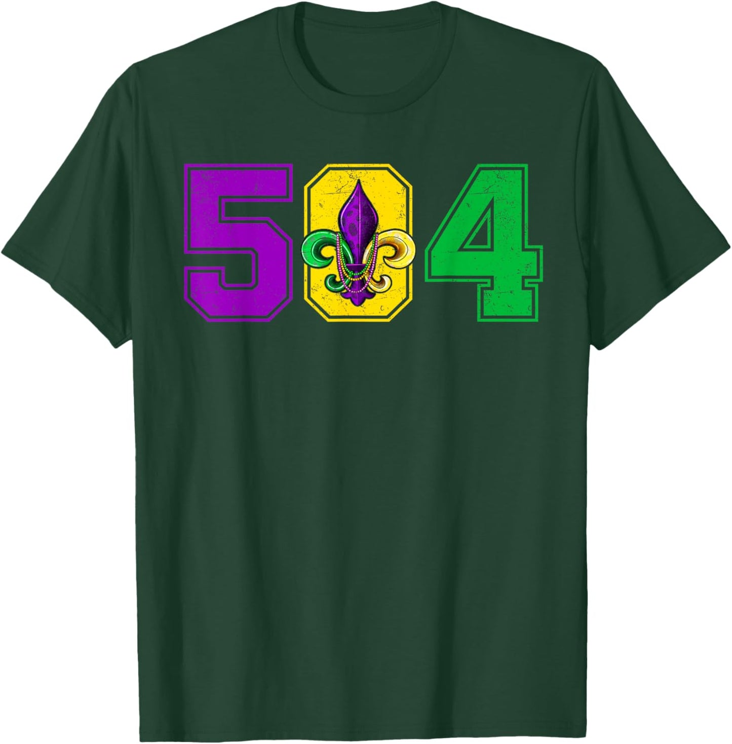 504 Fleur De Lis Mardi Gras Fat Tuesday New Orleans Parade T-Shirt - T-Shirt | Forest
