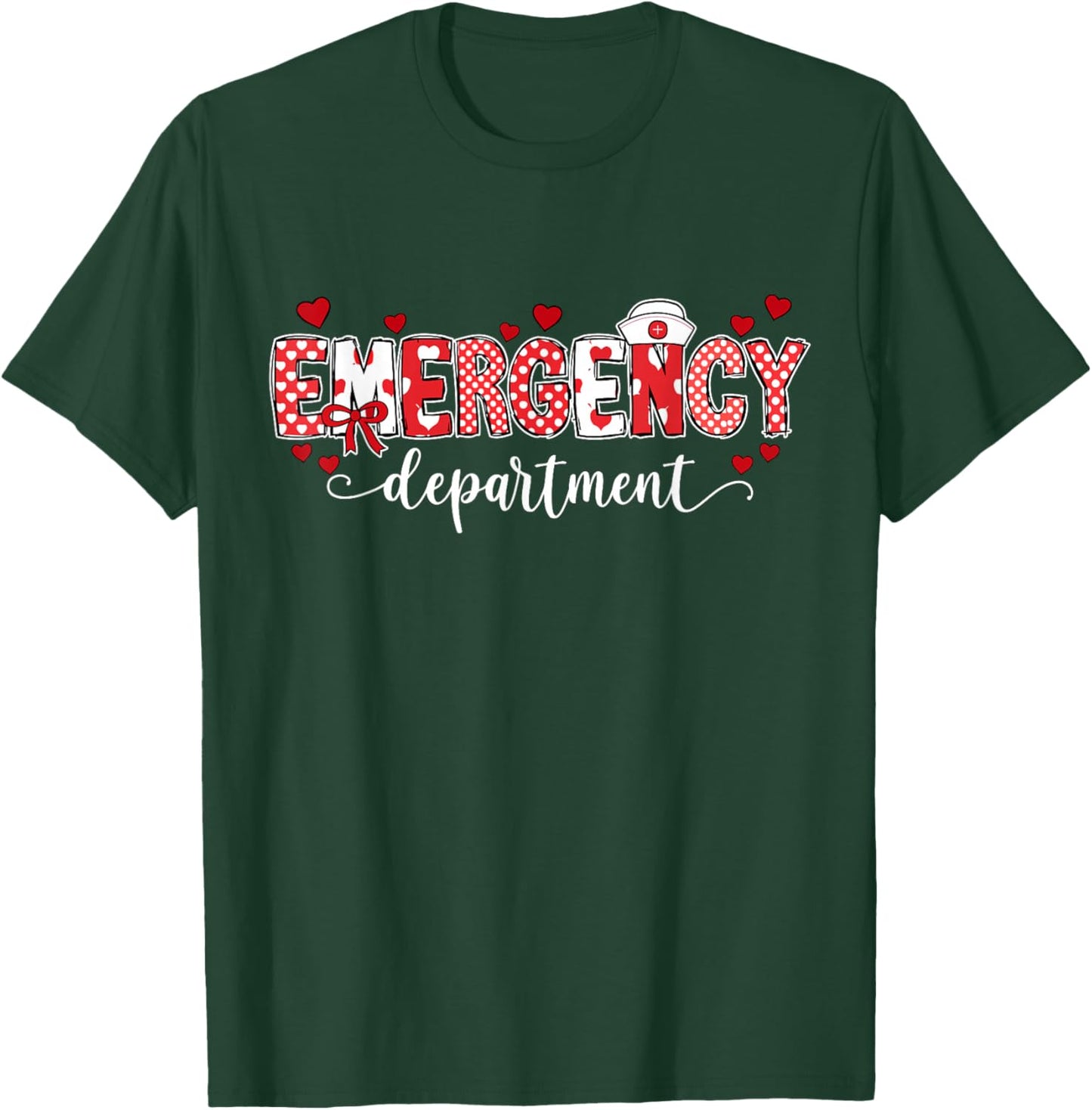 Emergency Department Nurse Valentine's ER ED Tech Nursing T-Shirt - T-Shirt | Forest