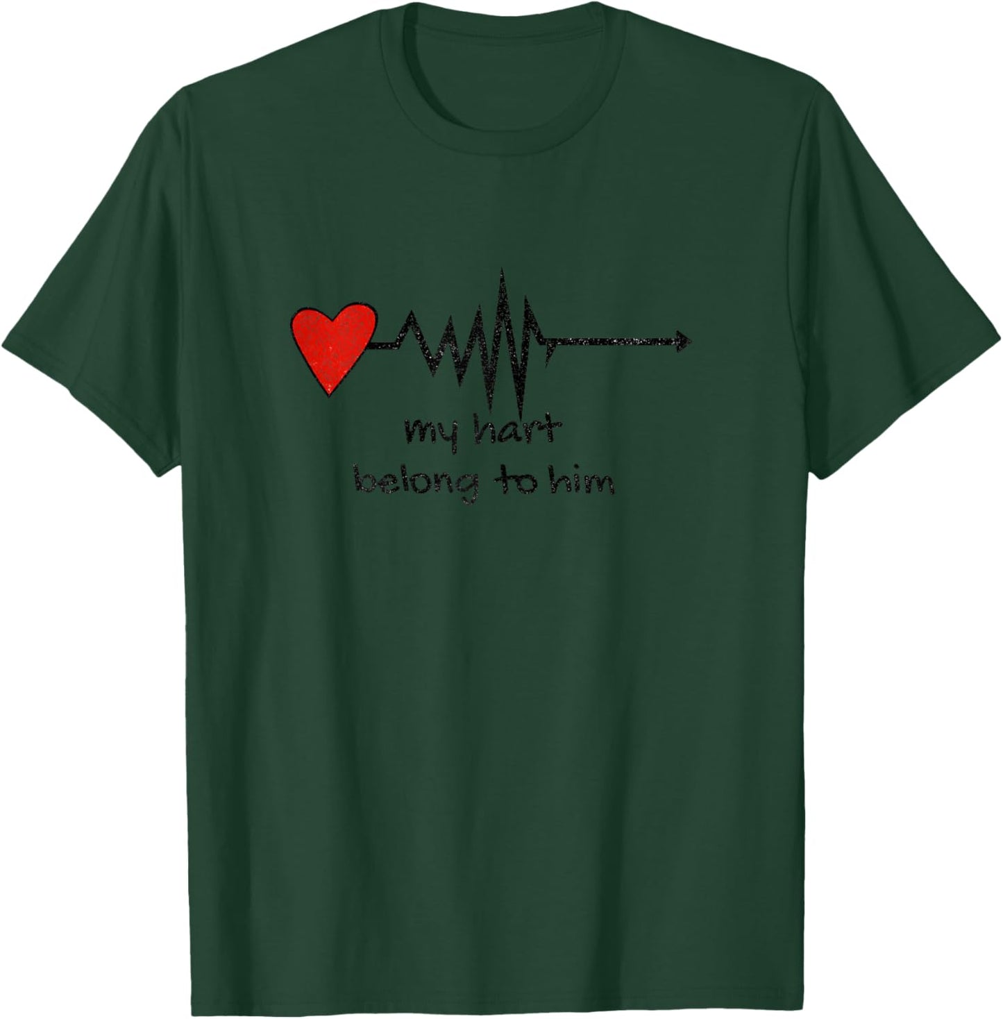 Heartbeat My Heart Belongs to Him Cute Couple T-Shirt - T-Shirt | Forest